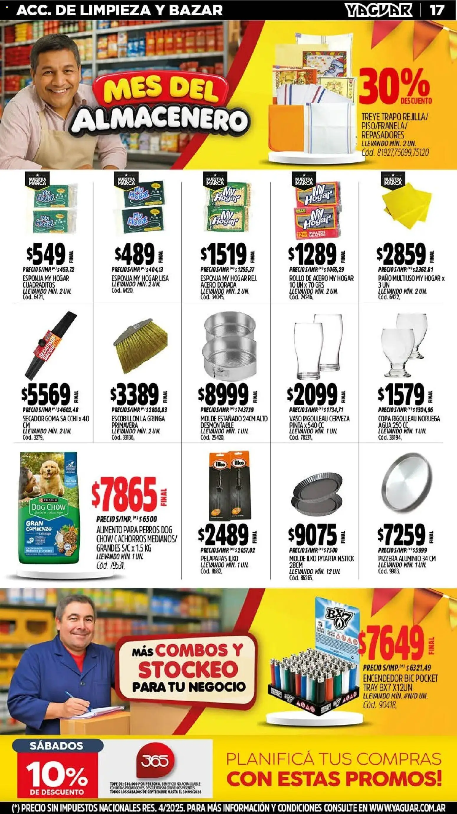 Yaguar - Oferta Semanal Trelew │ válido desde el 28/09/2026 | Página: 17 | Productos: Encendedor, Esponja, Escobillon, Cerveza