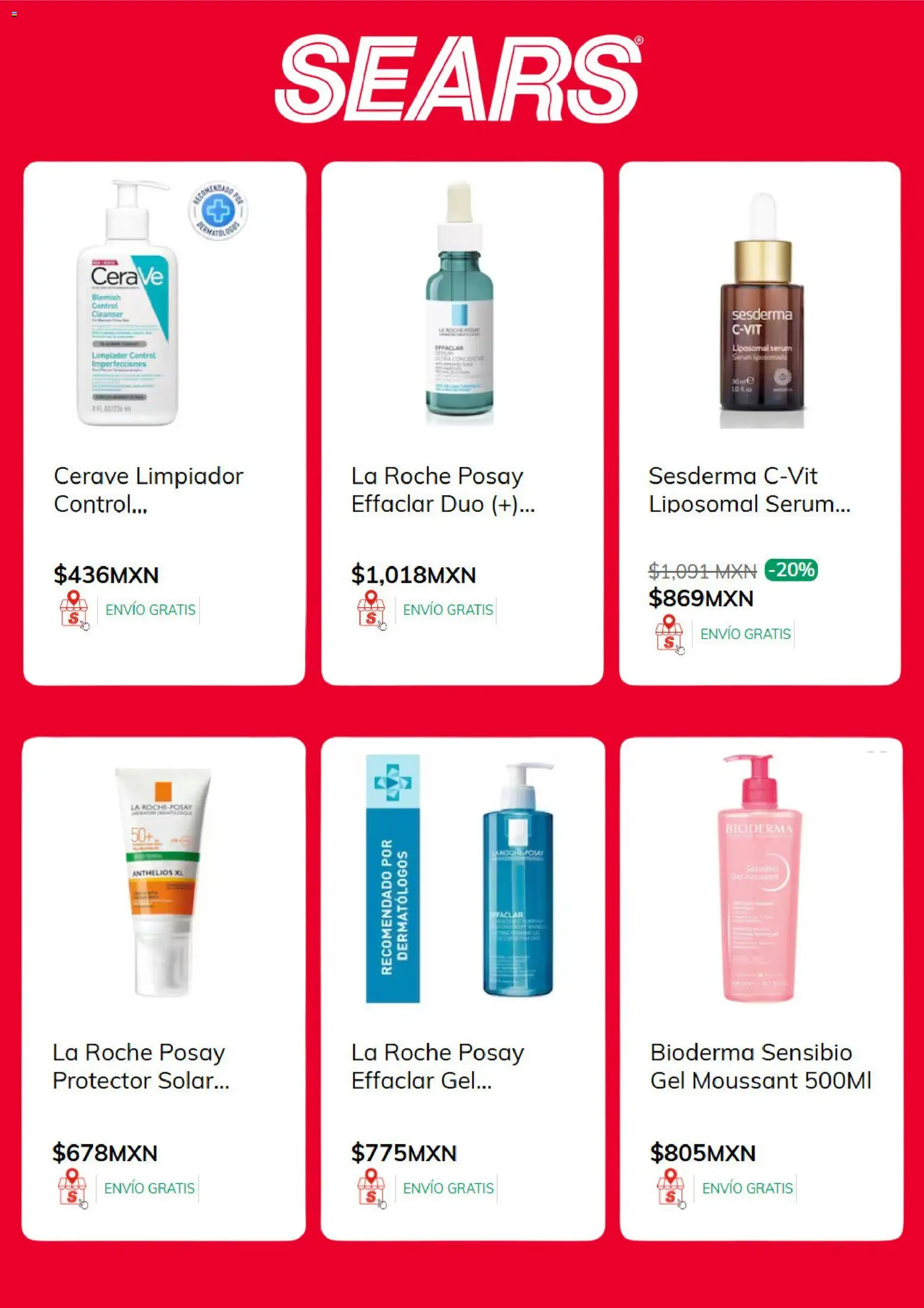 Nuevas ofertas de Sears válidas en toda la República Mexicana desde el 01.05.2026. ¡Encuentra las mejores ofertas en Sears promociones! | Página: 3 | Productos: Serum, Limpiador, Protector solar