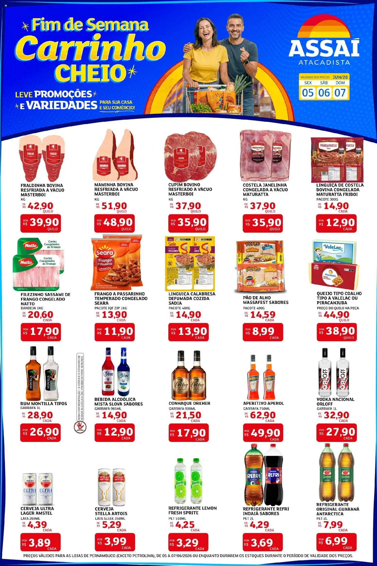 Assaí Atacadista Folheto - válido de 05.06.2026 | Página: 1 | Produtos: Linguiça, Maminha, Massa, Bebida