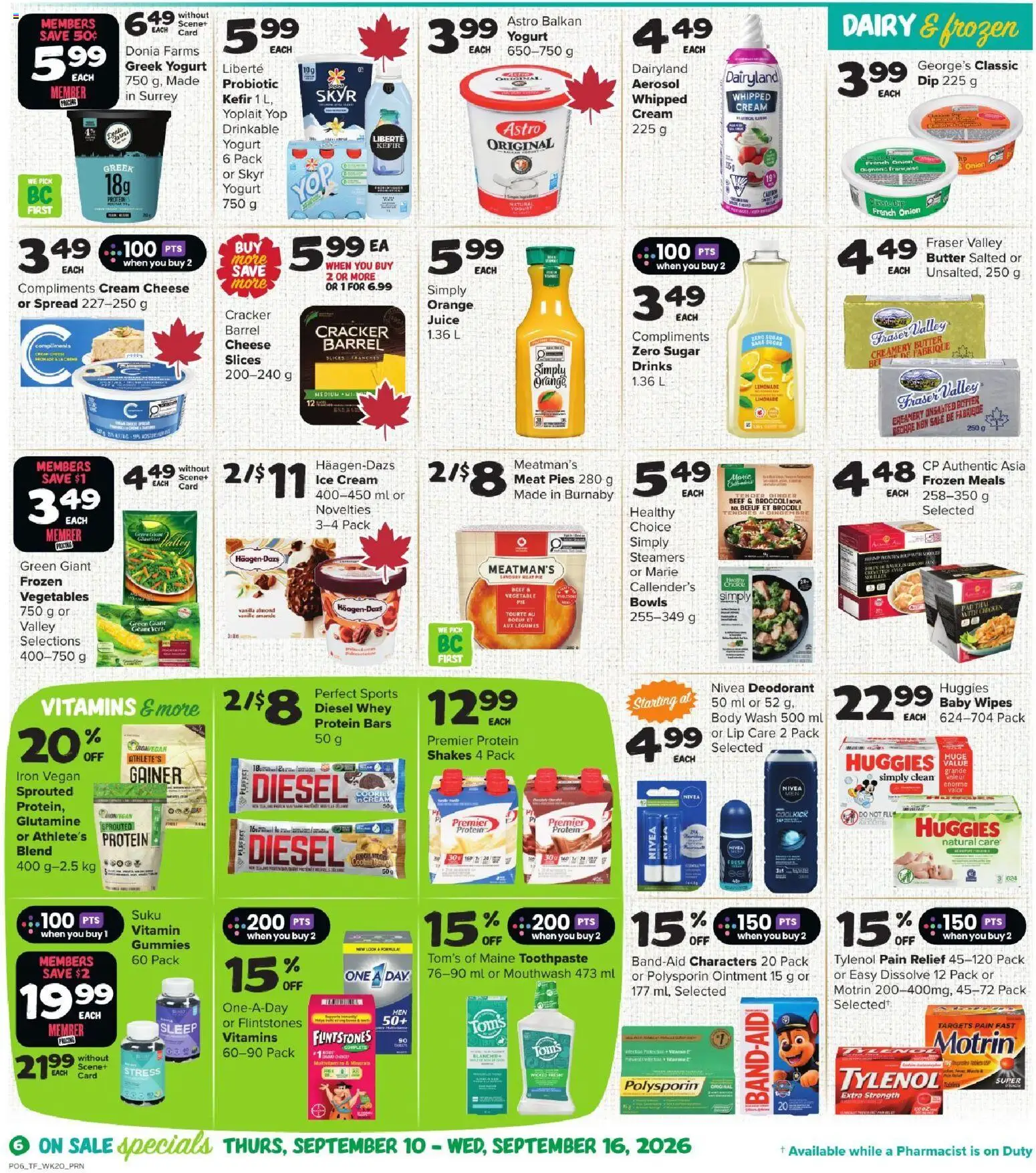 Thrifty Foods flyer valid from Sep 10, 2026 | Page: 7 | Products: Legumes, Onion, Cheese, Juice