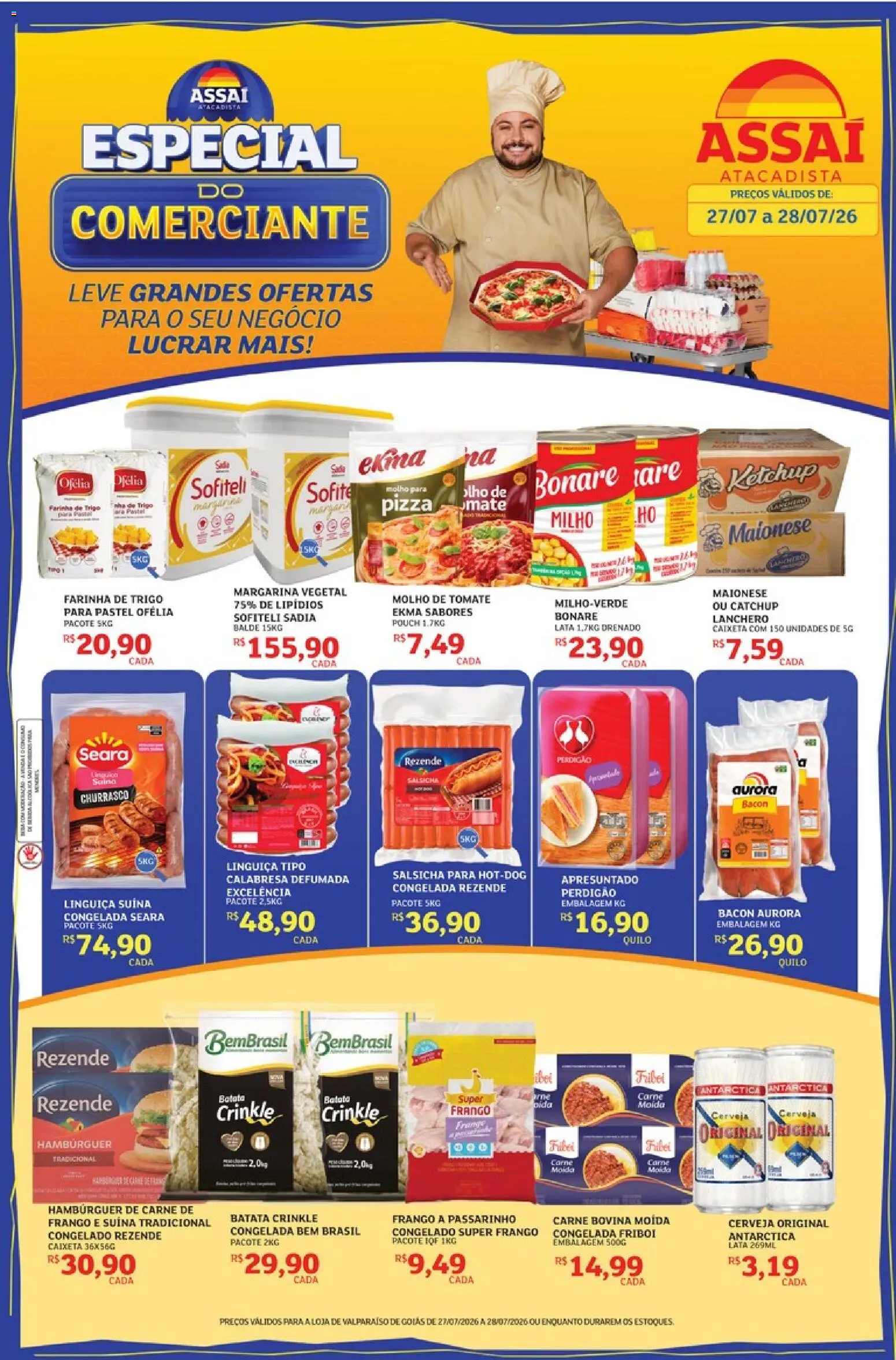 Assaí Atacadista Folheto - válido de 27/07/2026 | Página: 1 | Produtos: Cerveja, Carne de frango, Batata, Frango