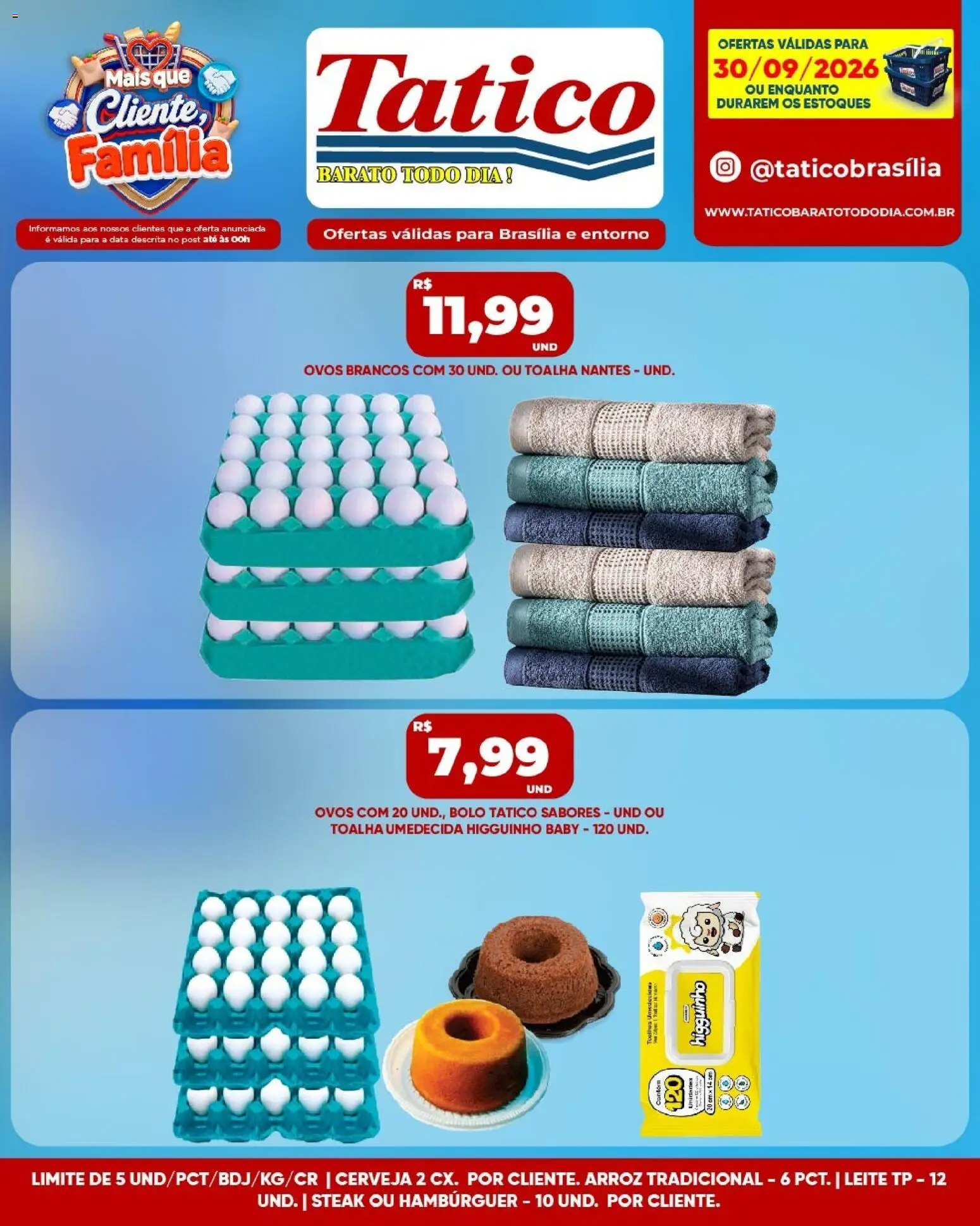Tatico Folheto - válido de 30/09/2026 | Página: 7 | Produtos: Ovos, Cerveja, Hambúrguer, Toalha umedecida