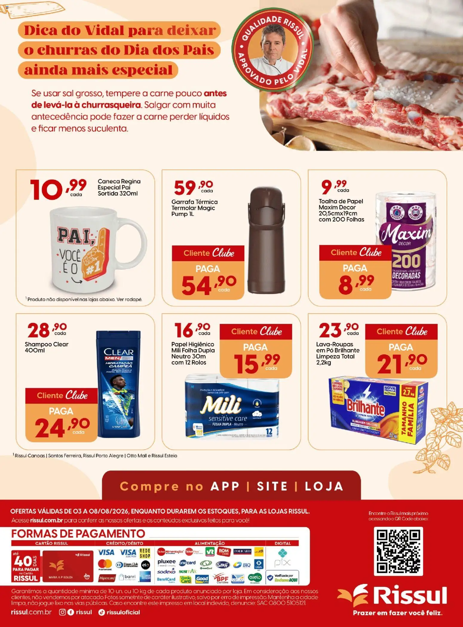 Rissul Folheto - válido de 03/08/2026 | Página: 4 | Produtos: Shampoo, Garrafa térmica, Caneca, Papel higiênico