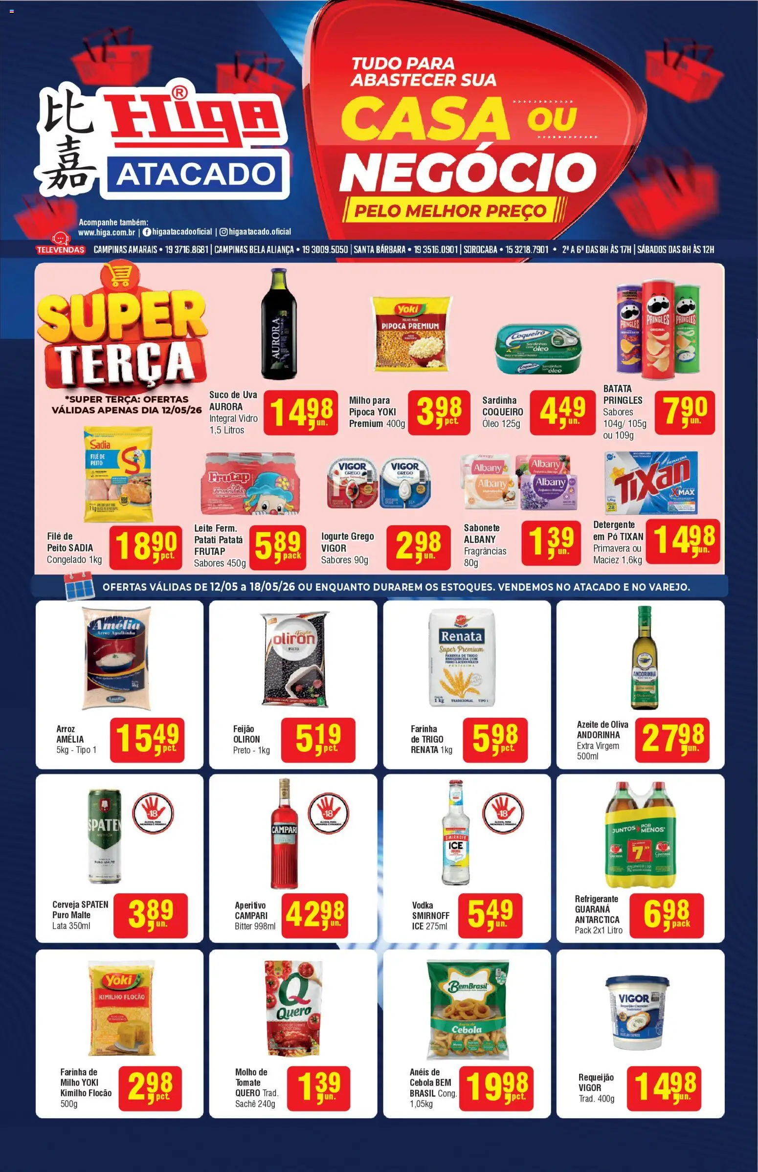 Higa Atacado Folheto - válido de 12.05.2026 | Página: 1 | Produtos: Ferro, Batata, Sardinha, Pipoca