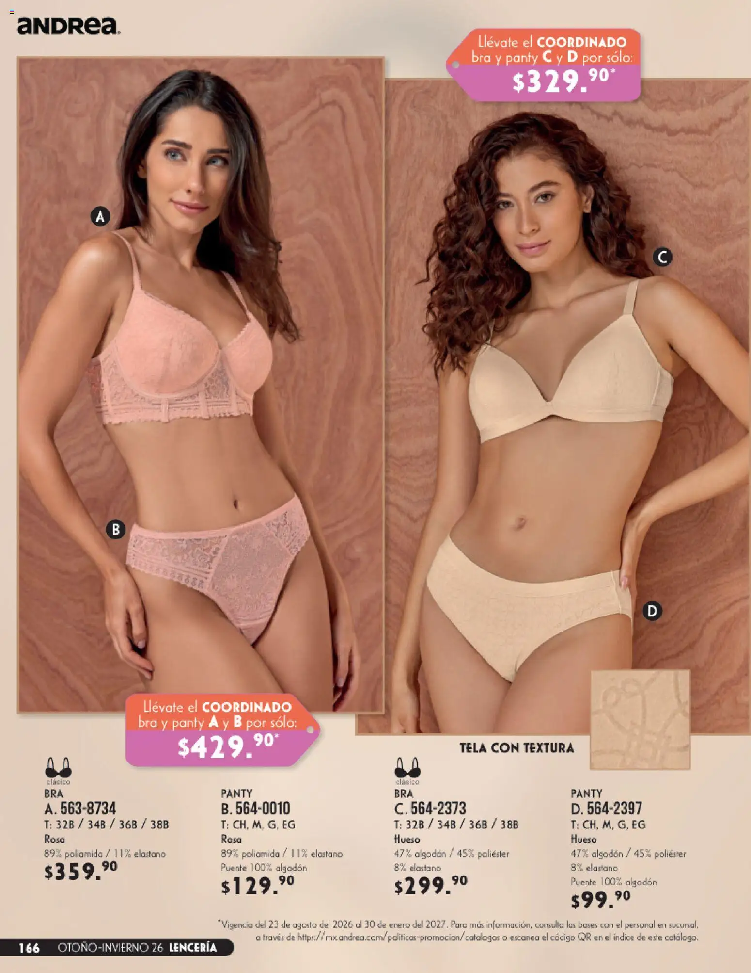 Nuevas ofertas de Andrea válidas en toda la República Mexicana desde el 23/08/2026. ¡Encuentra las mejores ofertas en Andrea catálogo Lencería & vestir interior! | Página: 26 | Productos: Algodón, Lenceria