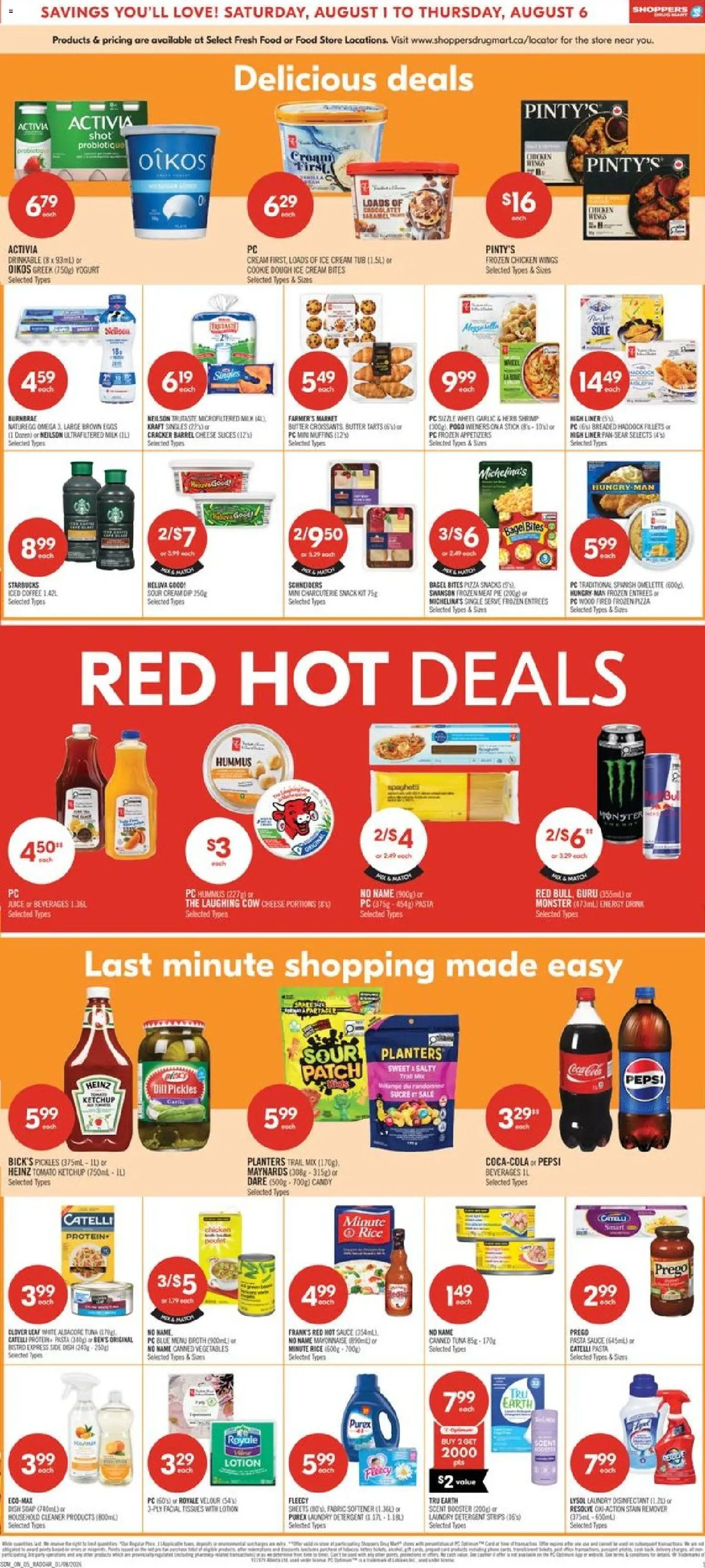Shoppers flyer valid from Jul 31, 2026 | Page: 6 | Products: Stain remover, Detergent, Pizza, Juice