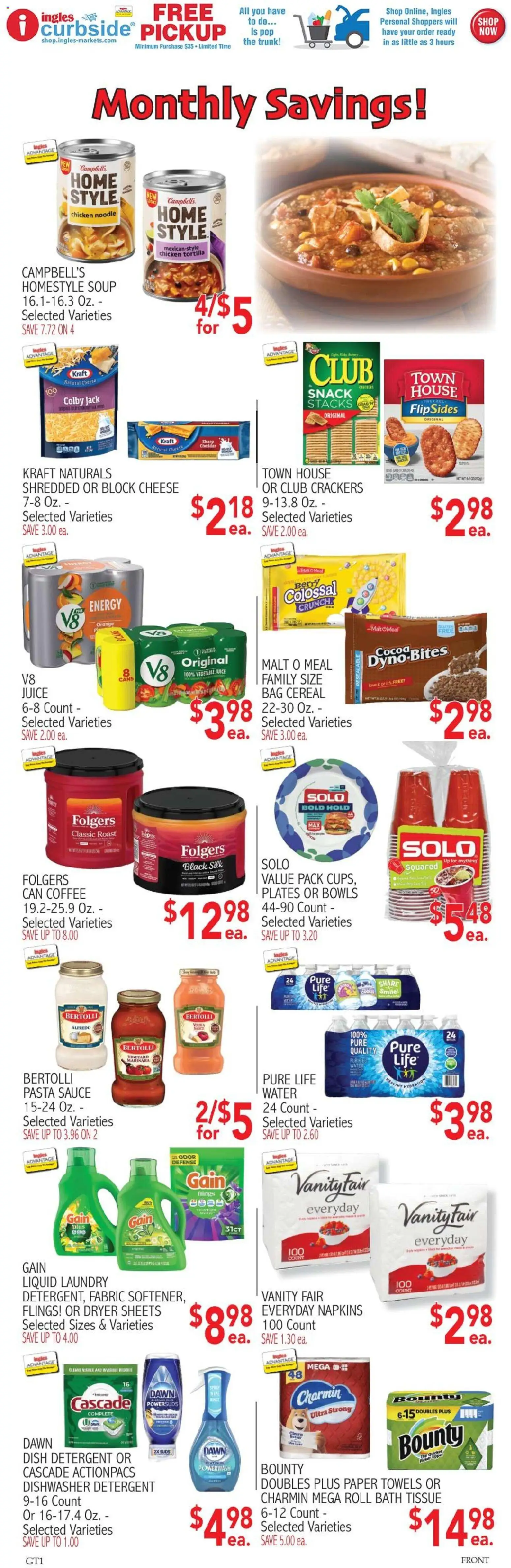 Ingles Weekly Ad - valid from 07/01/2026 | Page: 5 | Products: Coffee, Juice, Water, Dishwasher