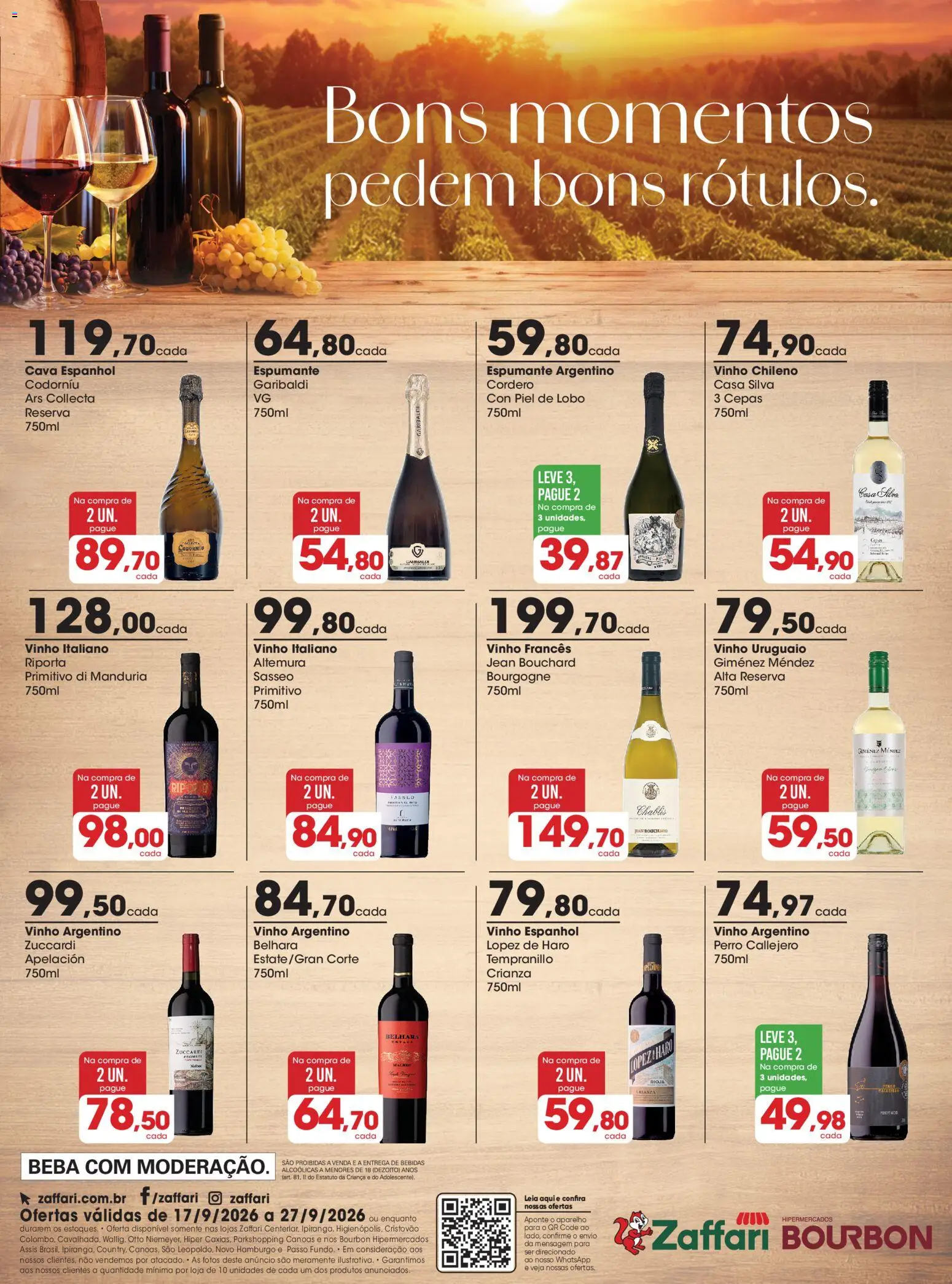 Zaffari Folheto - válido de 17/09/2026 | Página: 1 | Produtos: Espumante, Bebidas, Vinho, Bourbon