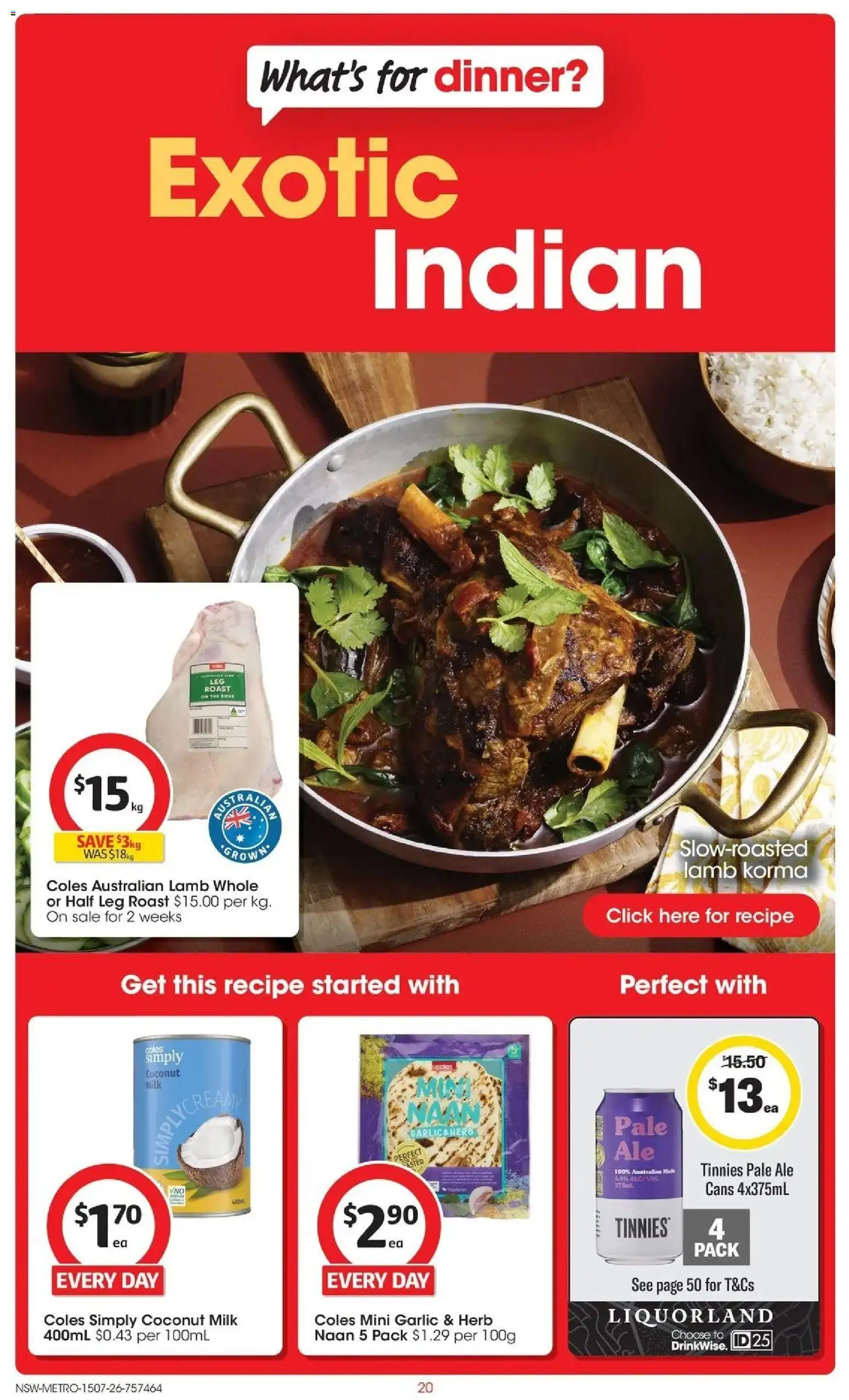 Coles catalogue - valid from 15/07/2026 | Page: 20 | Products: Milk, Herb, Garlic, Roast
