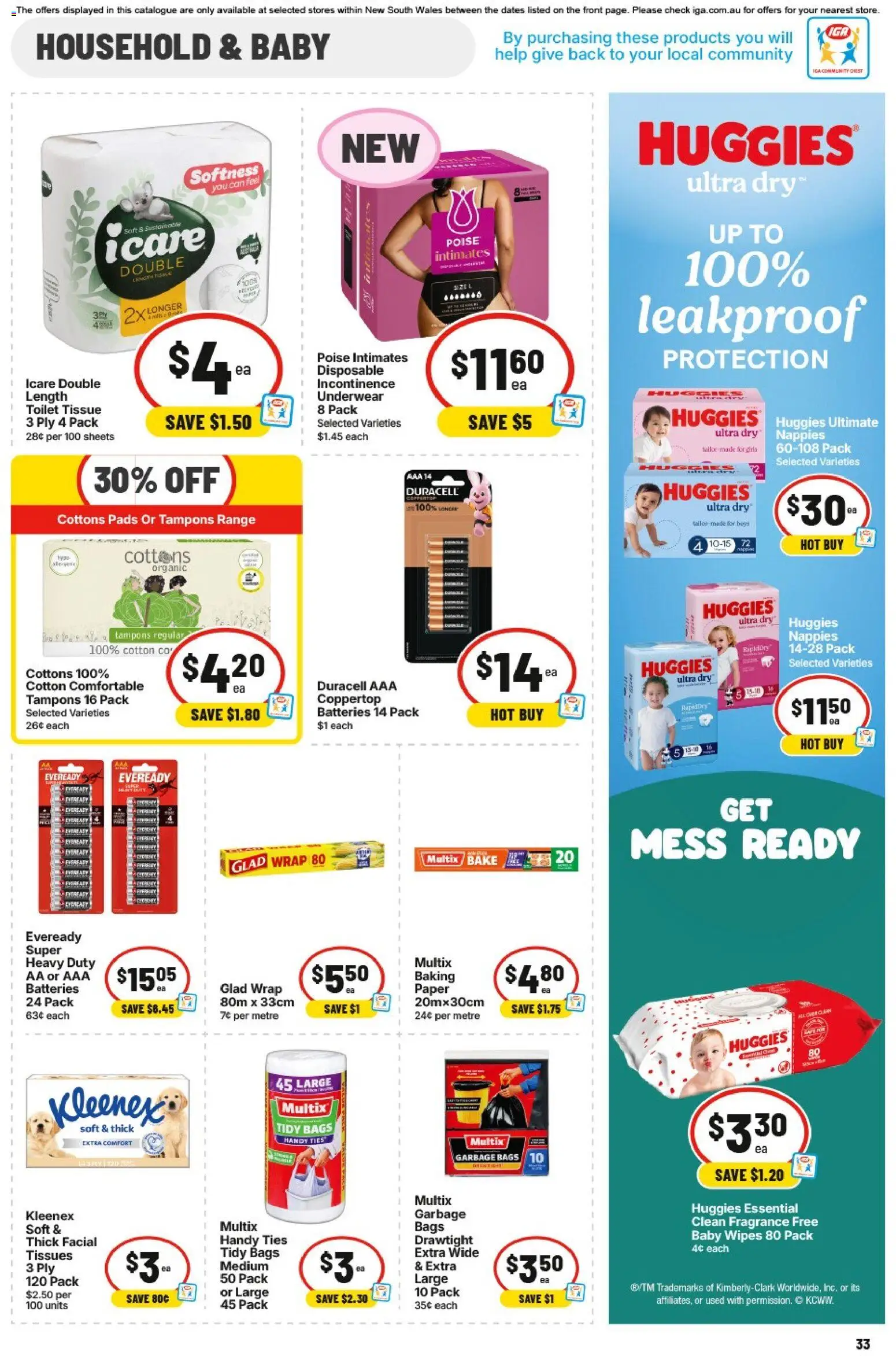 IGA catalogue - valid from 19/08/2026 | Page: 31 | Products: Toilet, Household, Garbage bags, Tampons