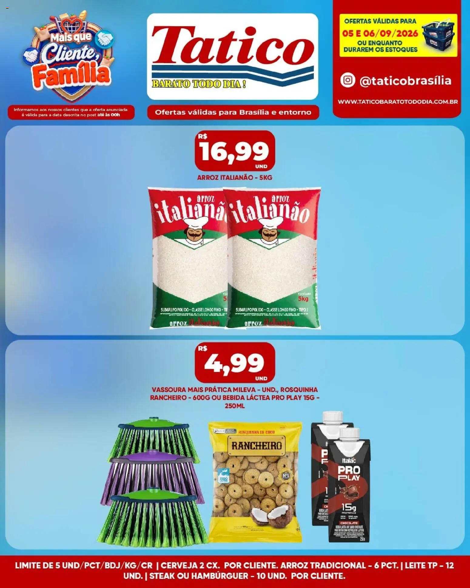 Tatico Folheto - válido de 05/09/2026 | Página: 6 | Produtos: Leite, Chocolate, Cerveja, Vassoura