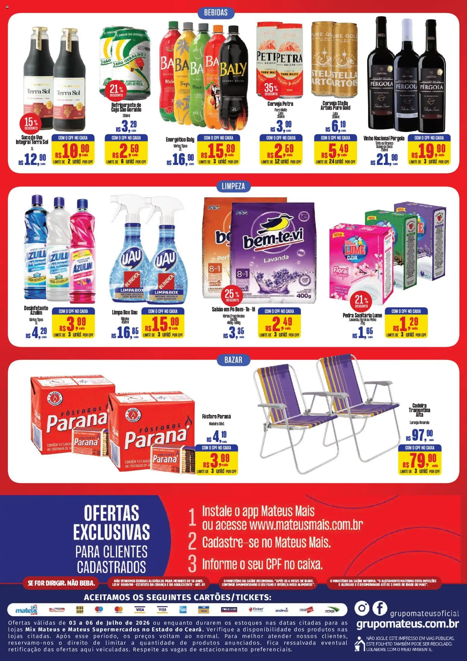 Mateus Folheto - válido de 06/07/2026 | Página: 2 | Produtos: Caju, Energético, Cadeira, Suco