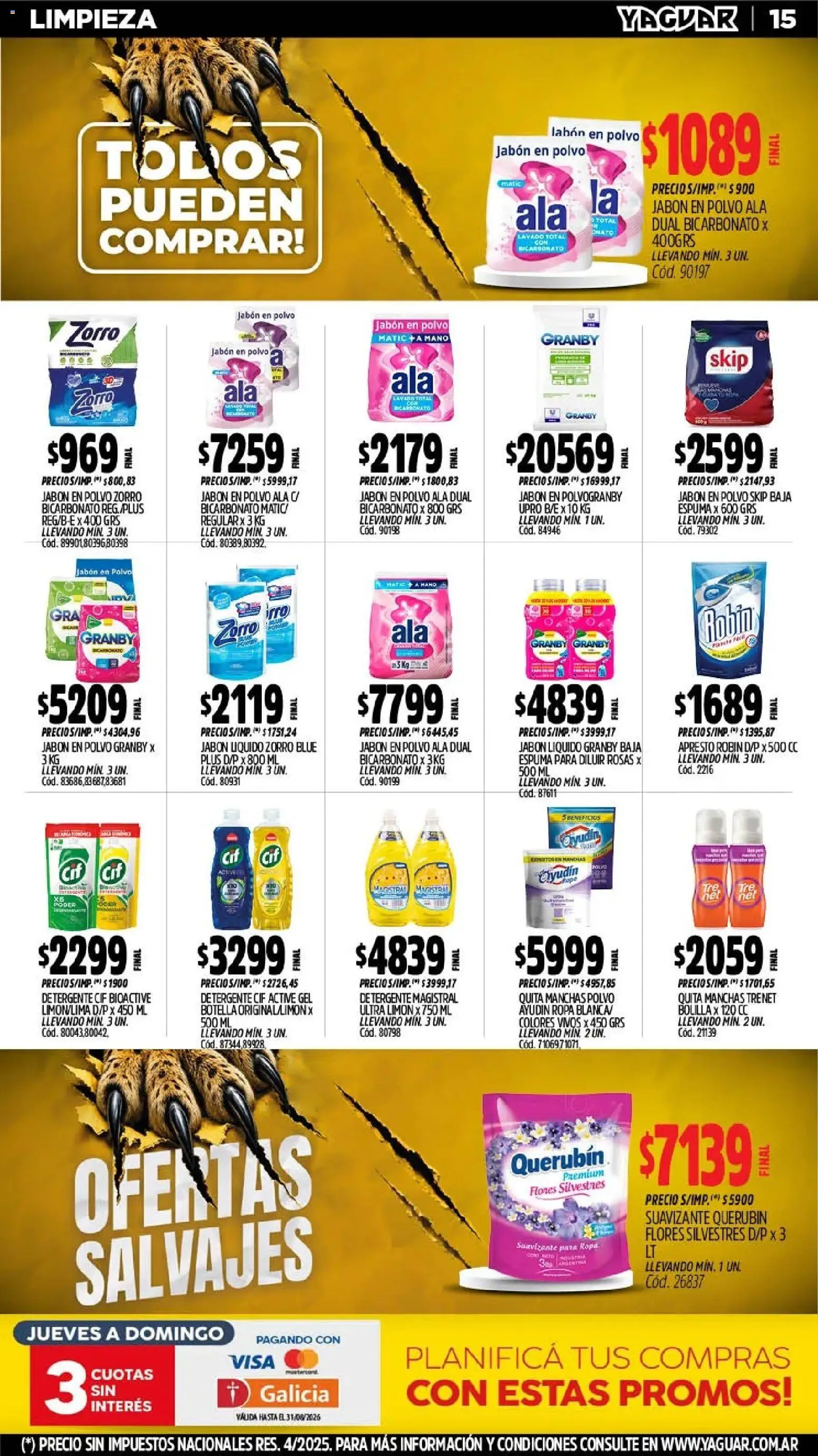 Yaguar - Oferta Semanal Trelew │ válido desde el 03/08/2026 | Página: 17 | Productos: Botella, Jabón, Jabón en polvo, Limón