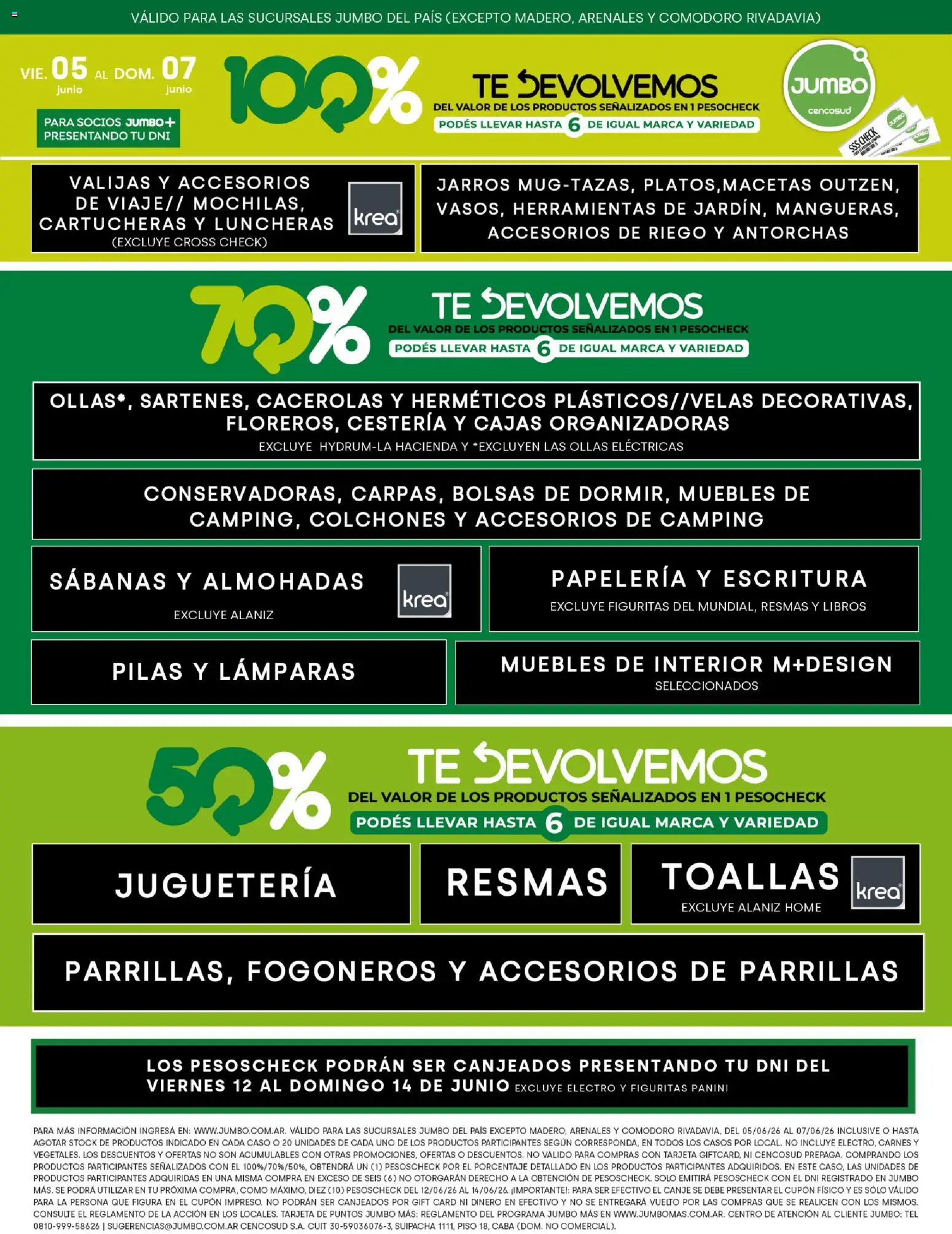 Jumbo -  Jumbo al 100 │ válido desde el 05.06.2026 | Página: 5 | Productos: Sabanas, Toallas, Pilas, Té