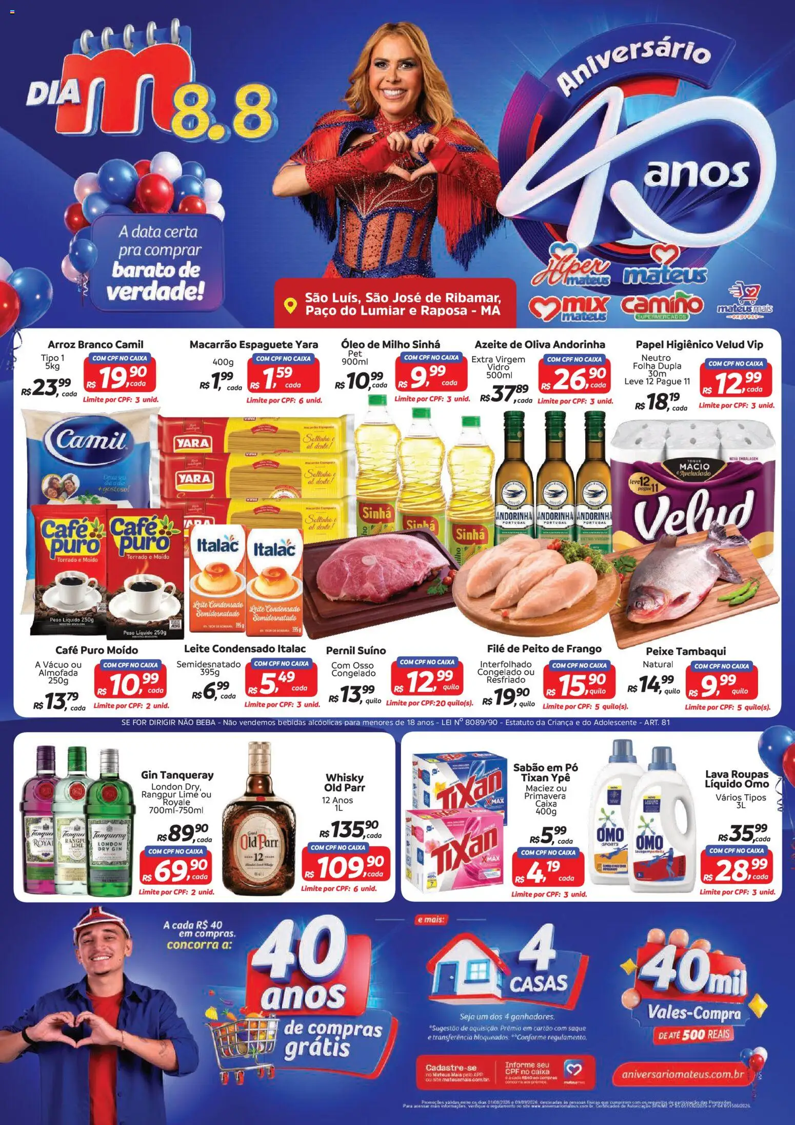 Mateus Folheto - válido de 08/08/2026 | Página: 1 | Produtos: Pó, Whisky, Saquê, Pernil suíno