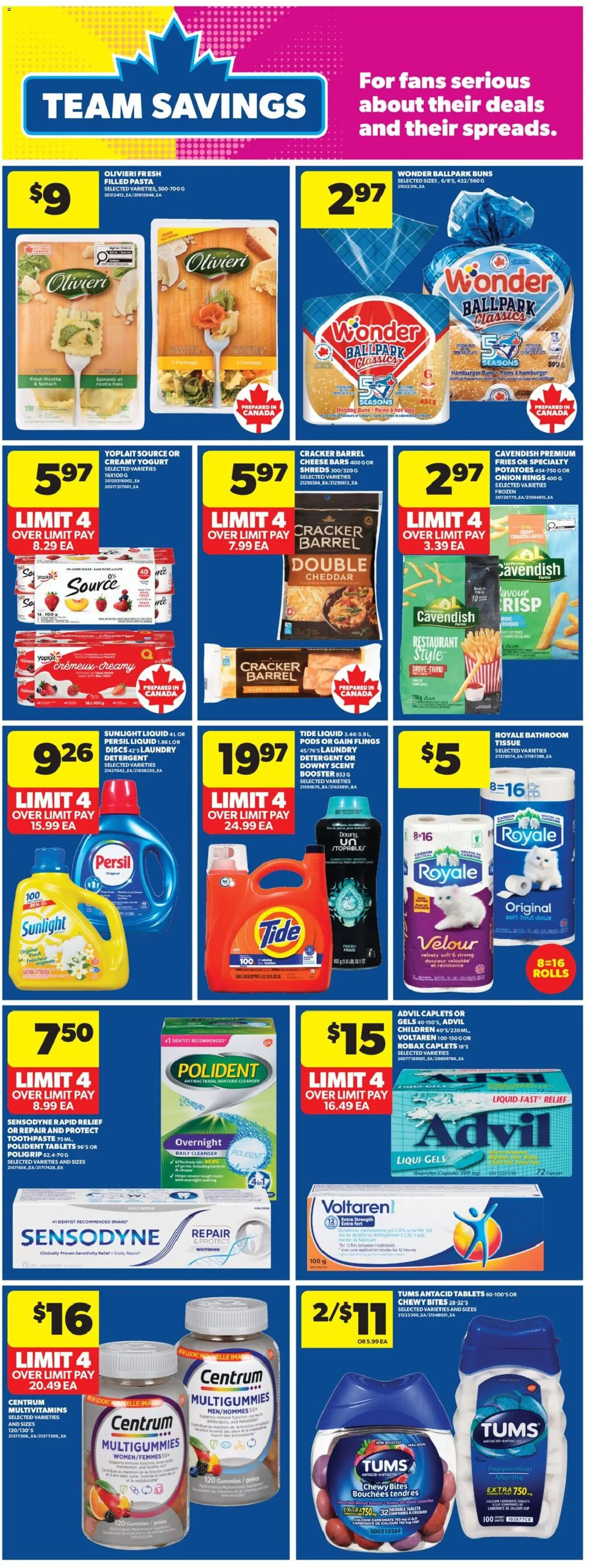 Real Canadian Superstore flyer valid from 28.05.2026 | Page: 13 | Products: Pasta, Detergent, Cheese, Yogurt