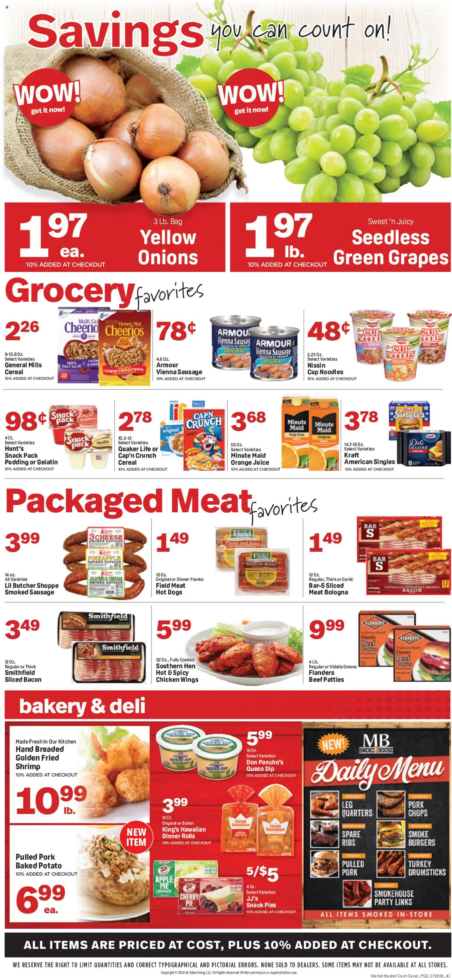 Market Basket Cash Saver - valid from 07/29/2026 | Page: 2 | Products: Cheese, Juice, Pineapple, Grapes