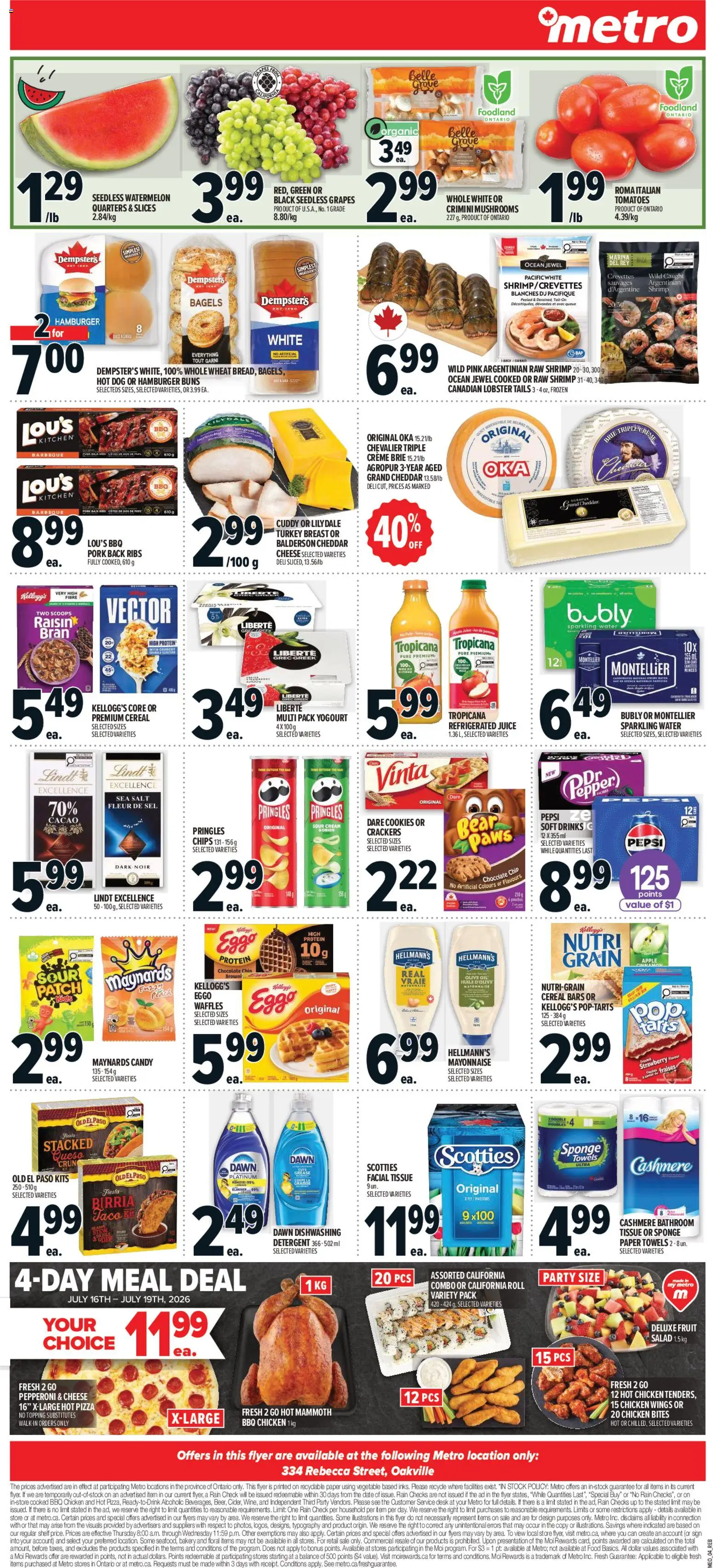 Metro flyer valid from Jul 16, 2026 | Page: 13 | Products: Sponge, Detergent, Cheese, Chocolate