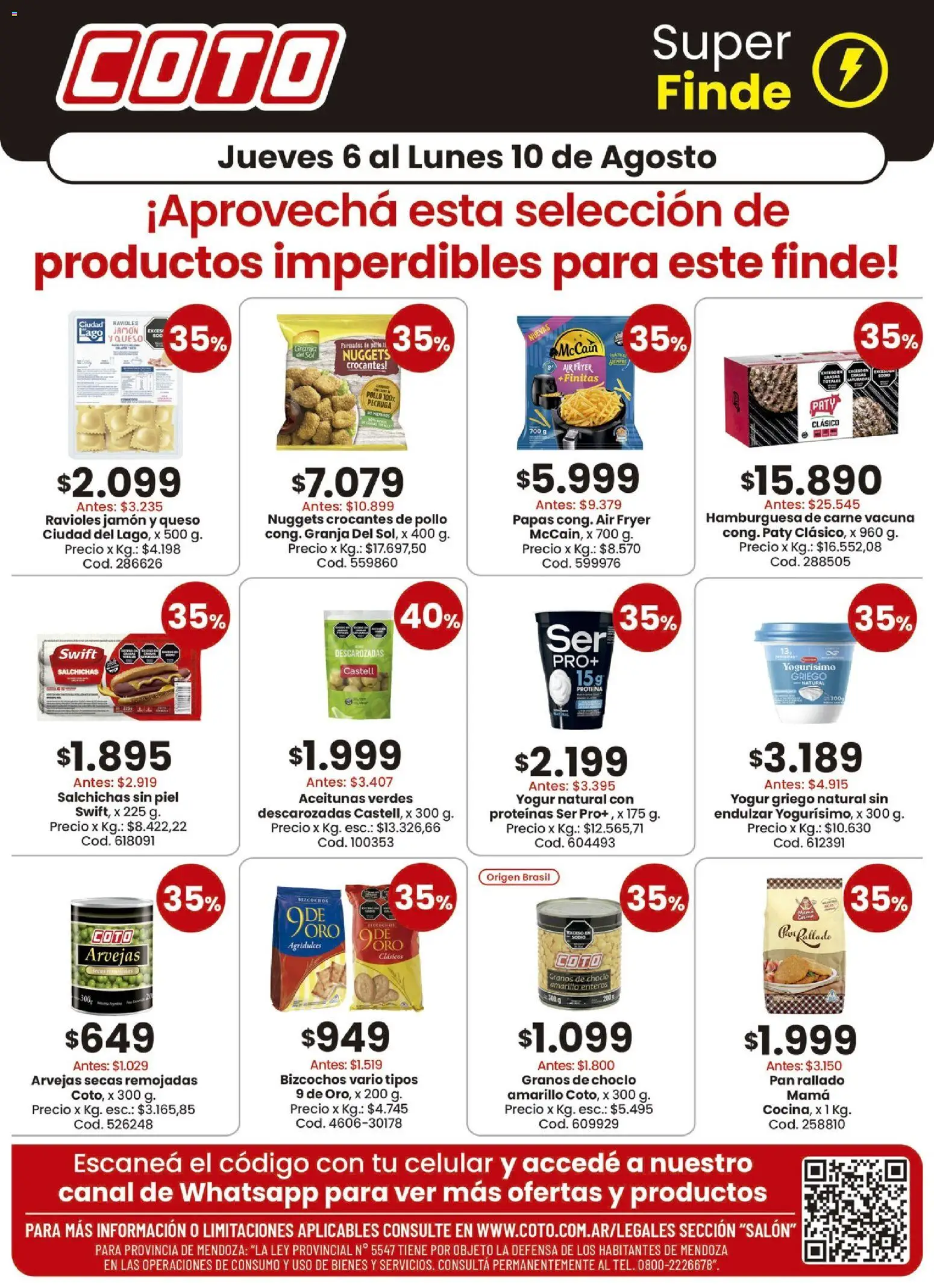 Coto - Salon Productos Motivo │ válido desde el 06/08/2026 | Página: 1 | Productos: Yogur griego, Proteína, Queso, Salchichas