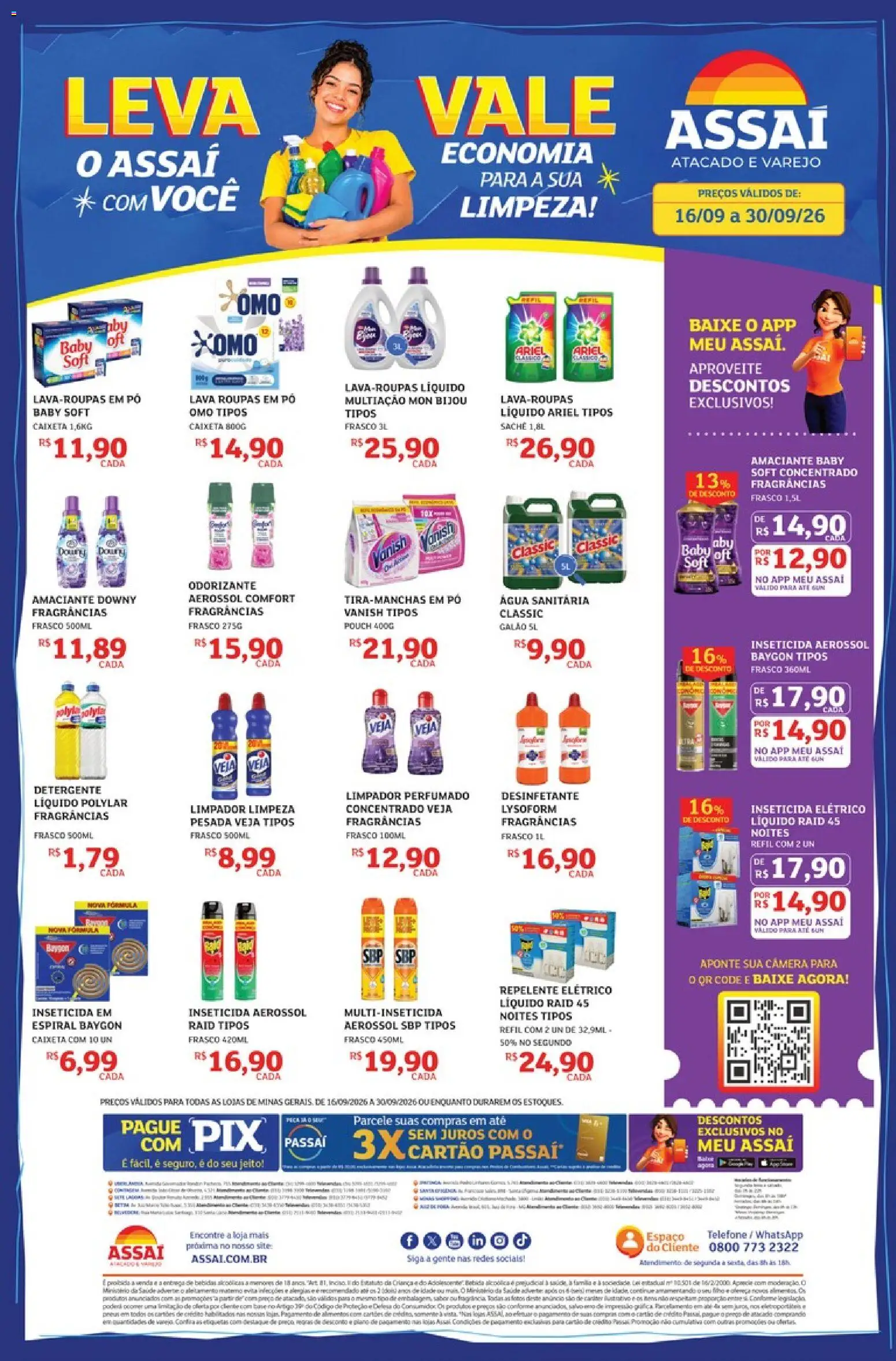 Assaí Atacadista Folheto - válido de 16/09/2026 | Página: 1 | Produtos: Amaciante downy, Bebidas, Inseticida, Água sanitária