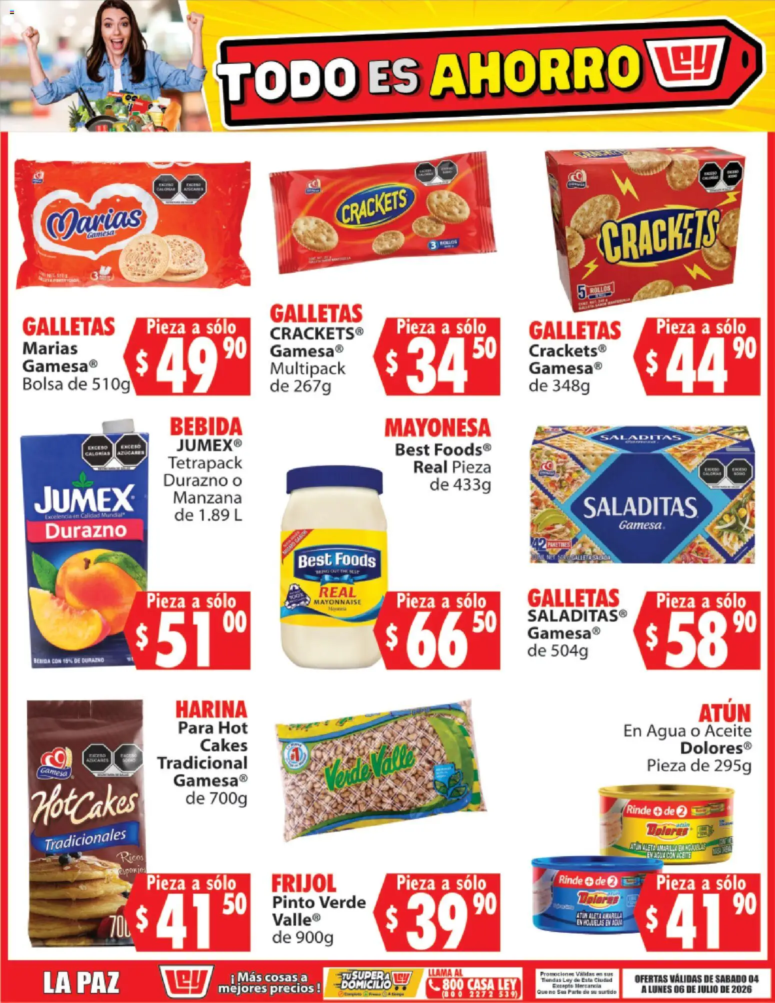 Nuevas ofertas de Casa Ley válidas en toda la República Mexicana desde el 04/07/2026. ¡Encuentra las mejores ofertas en Casa Ley folleto Todo es ahorro! | Página: 3 | Productos: Harina, Durazno, Mayonesa, Manzana