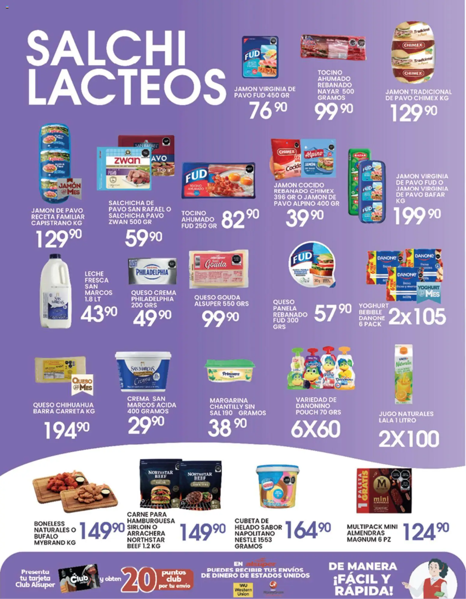Nuevas ofertas de Alsuper válidas en toda la República Mexicana desde el 05.05.2026. ¡Encuentra las mejores ofertas en Alsuper folleto Zacatecas! | Página: 3 | Productos: Tocino, Margarina, Helado, Barra