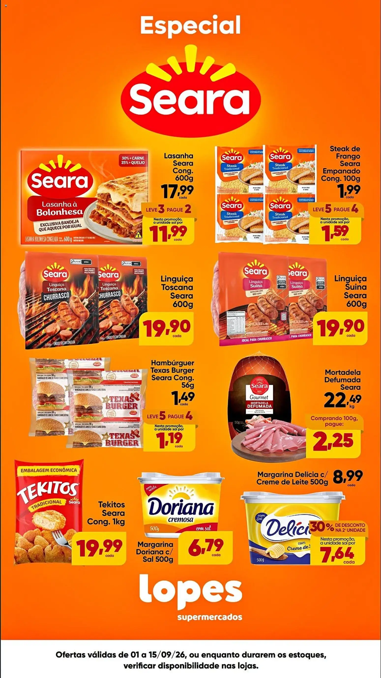 Lopes Supermercados Folheto - válido de 01/09/2026 | Página: 1 | Produtos: Steak, Doriana, Hambúrguer, Bandeja