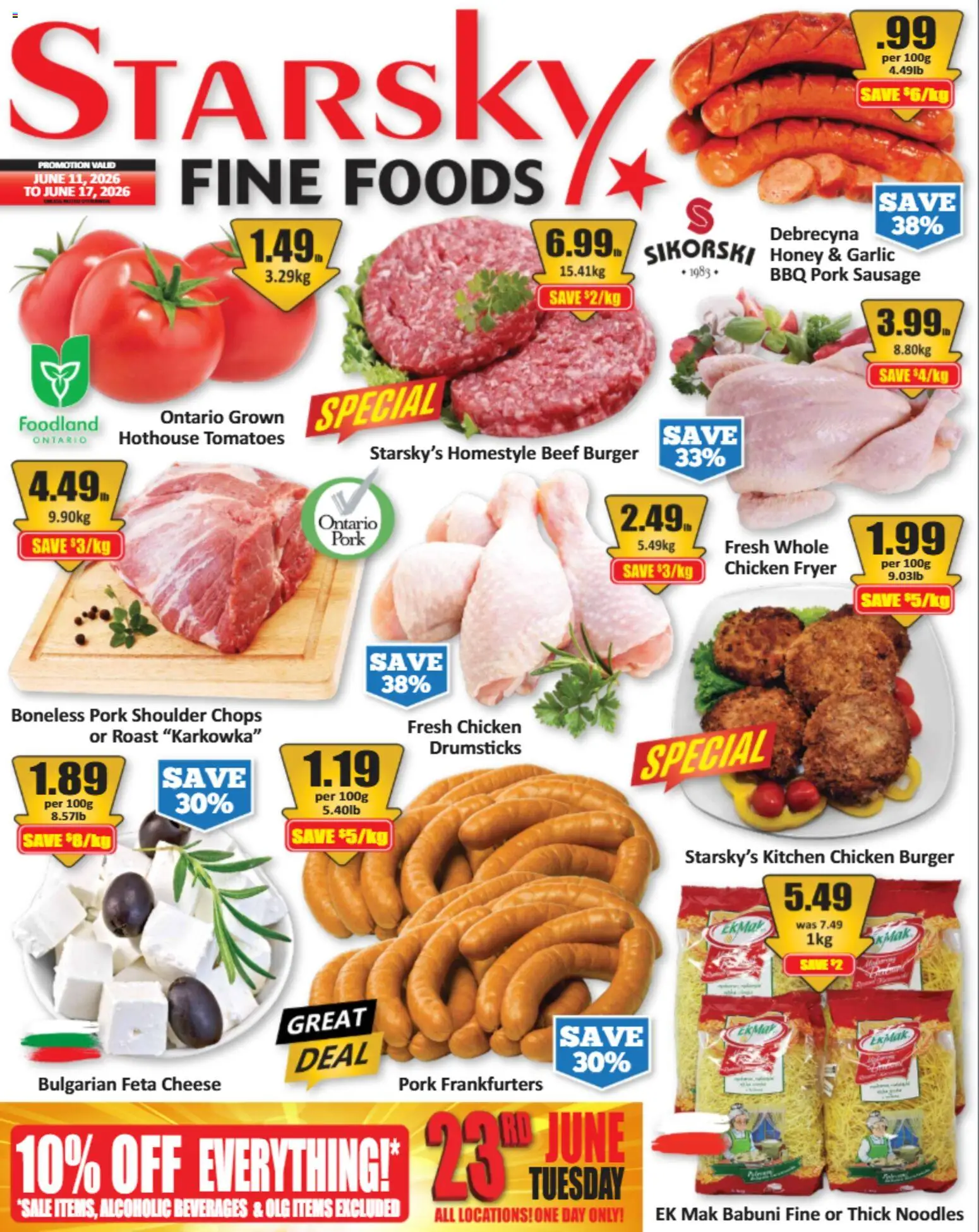 Starsky flyer valid from 11.06.2026 | Page: 1 | Products: Noodles, Beef, Fryer, Tomatoes
