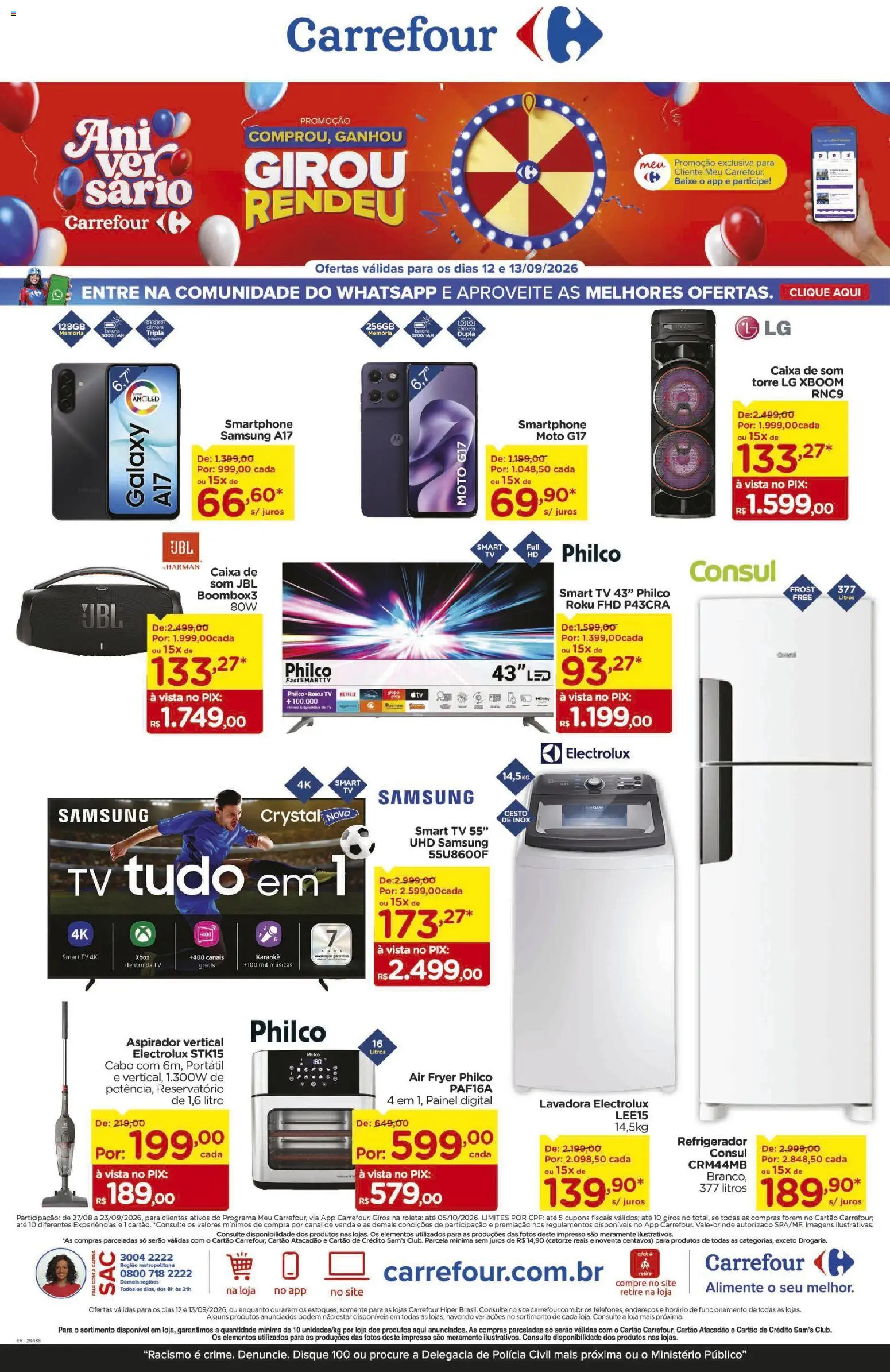 Carrefour Folheto - válido de 12/09/2026 | Página: 1 | Produtos: Caixa de som, Caixa, Tv, Cabo