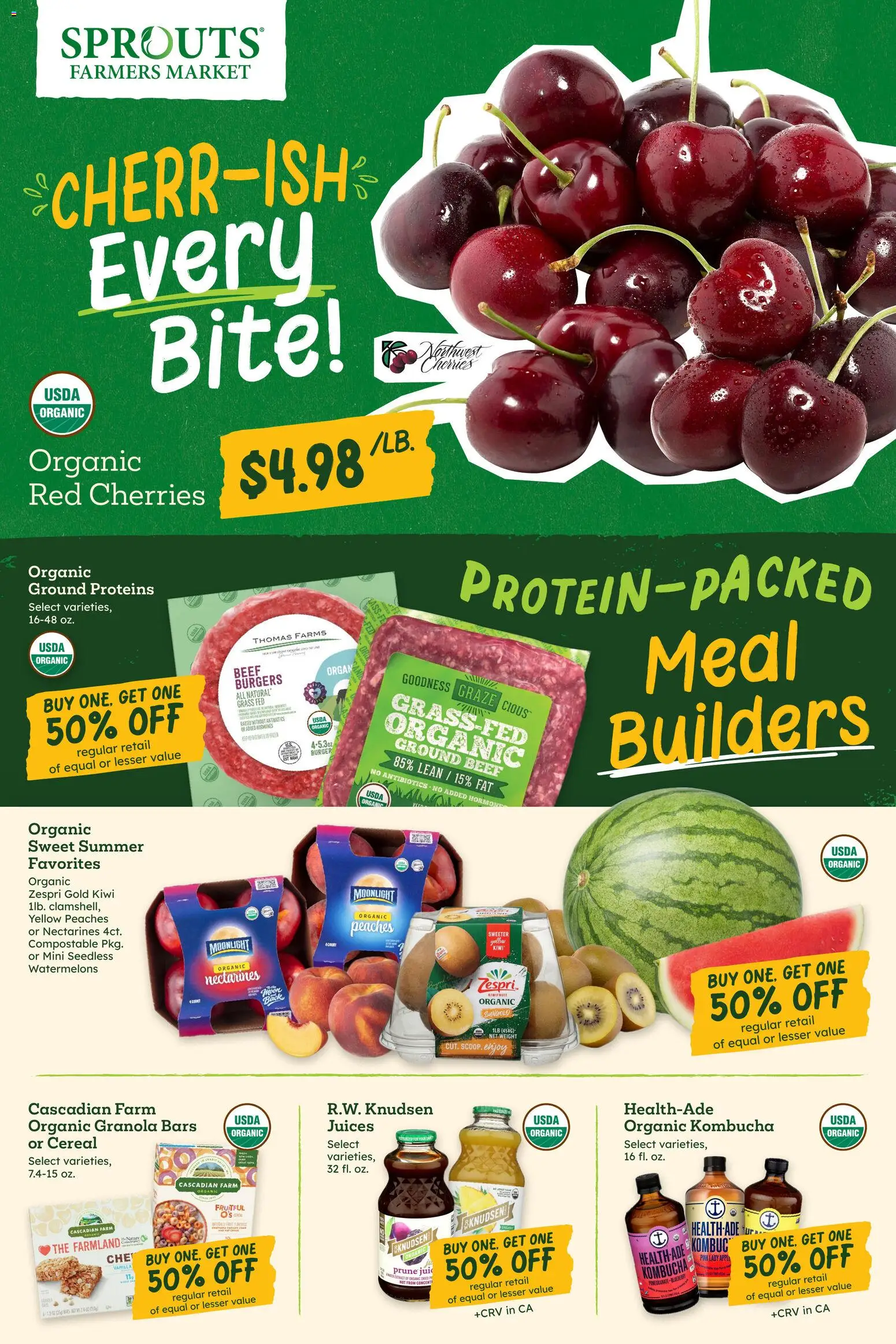 Sprouts Weekly Ad - valid from 06/24/2026 | Page: 2 | Products: Peaches, Beef, Kiwi, Weight