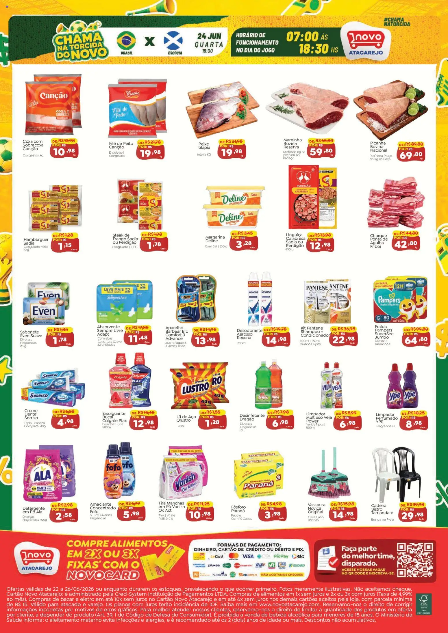 Novo Atacarejo Folheto - válido de 22/06/2026 | Página: 2 | Produtos: Cadeira, Sabonete, Sal, Cabo