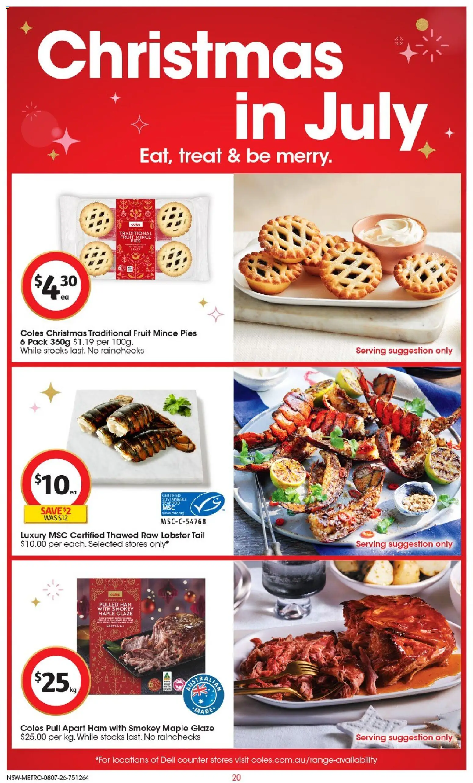 Coles catalogue - valid from 08/07/2026 | Page: 20 | Products: Ham, Lobster, Sustainable, Seafood