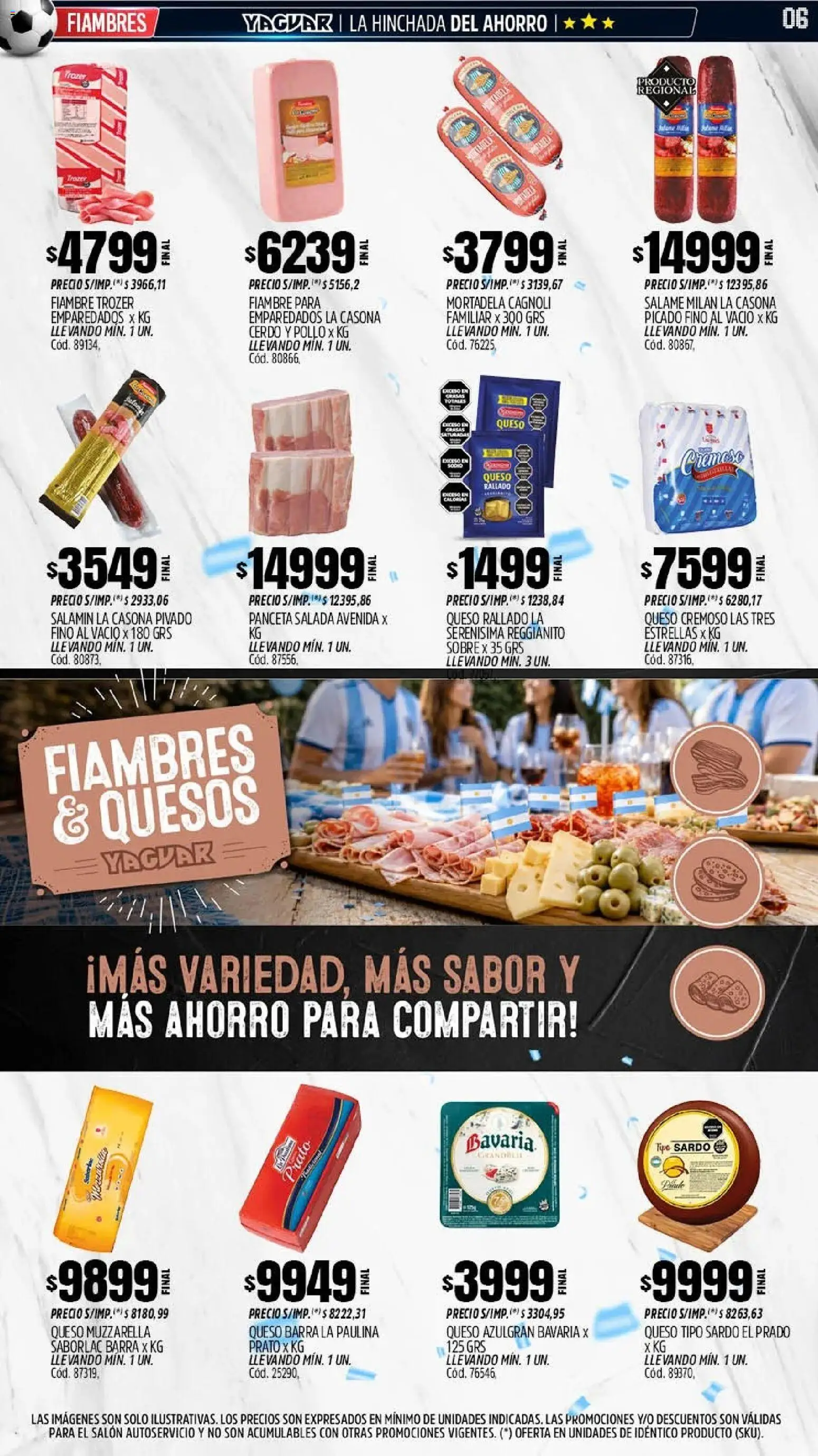 Yaguar - Oferta Semanal Mendoza │ válido desde el 08.06.2026 | Página: 6 | Productos: Sobre, Muzzarella, Panceta, Queso