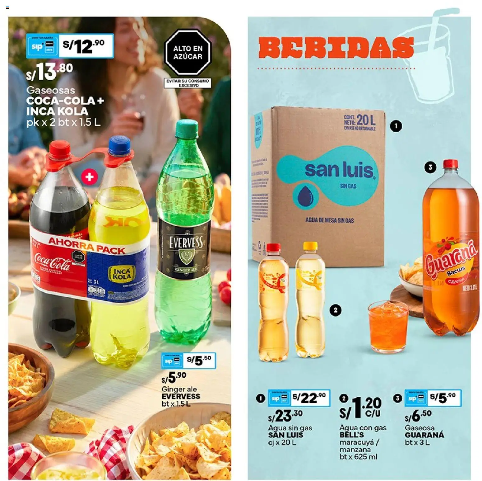 Catálogo Plaza Vea válido desde 24/08/2026 | Página: 14 | Productos: Bebidas, Gaseosas, Agua, Azúcar