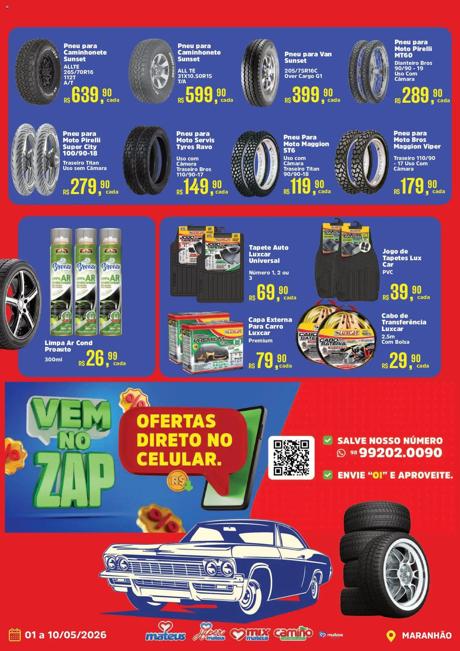 Mateus Folheto - válido de 01.05.2026 | Página: 2 | Produtos: Pneu, Câmera, Cabo, Pirelli