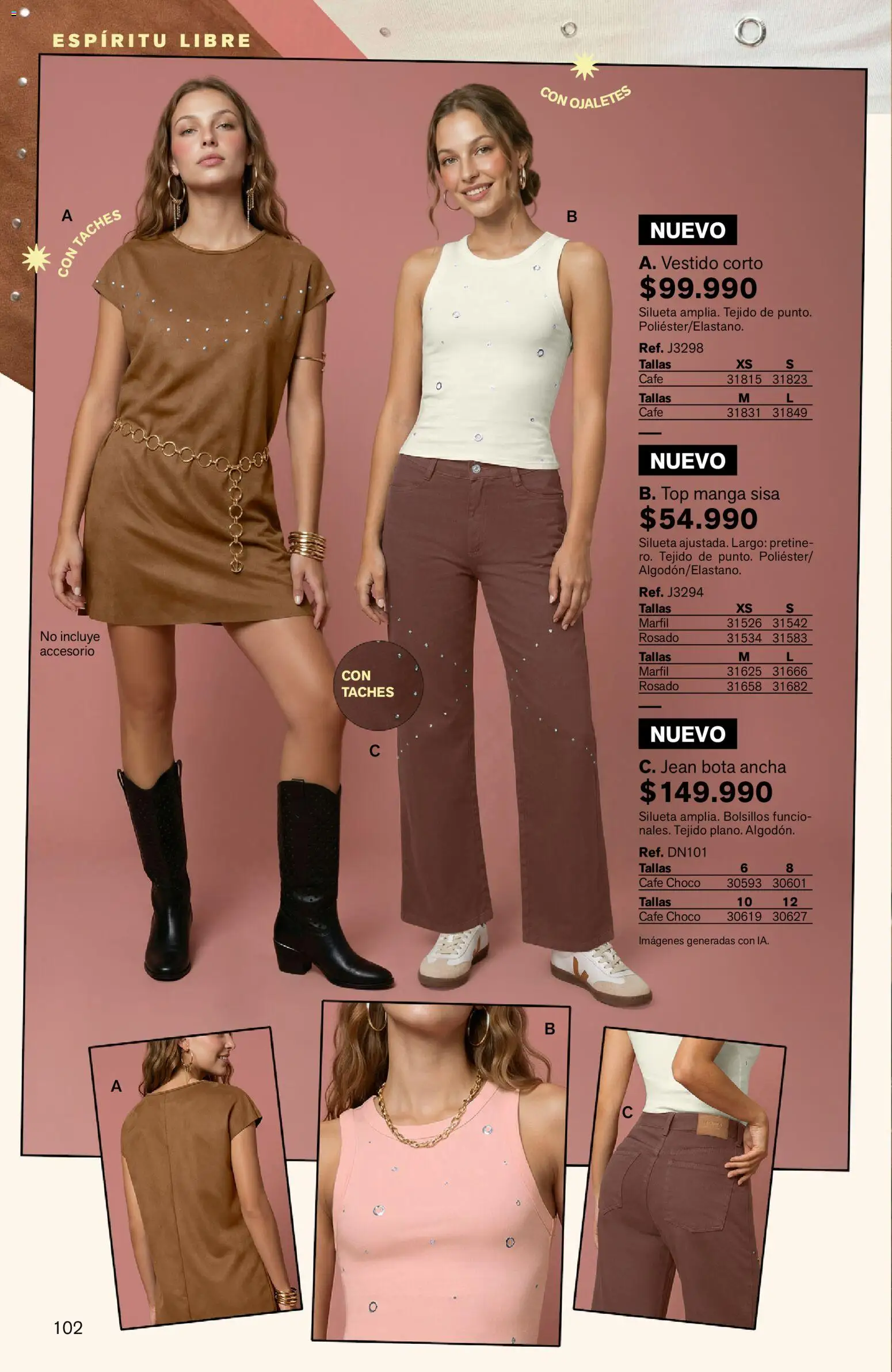 Leonisa revista - valida desde el 24/08/2026 | Página: 102 | Productos: Bolsillos, Jean, Vestido, Café