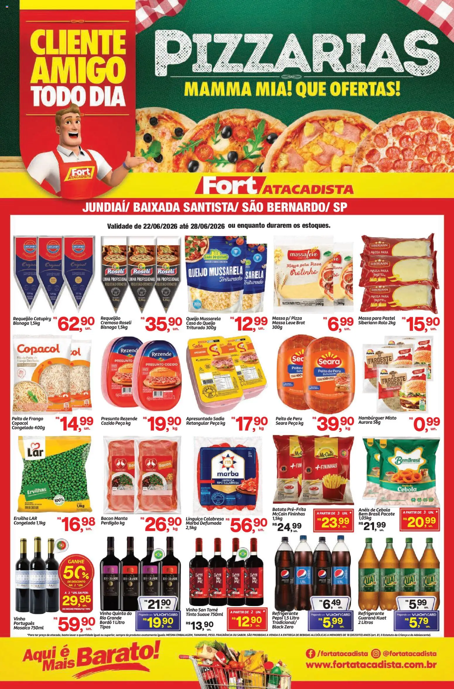 Fort Atacadista Folheto - válido de 22/06/2026 | Página: 1 | Produtos: Fragrância, Pizza, Frango, Peito de frango