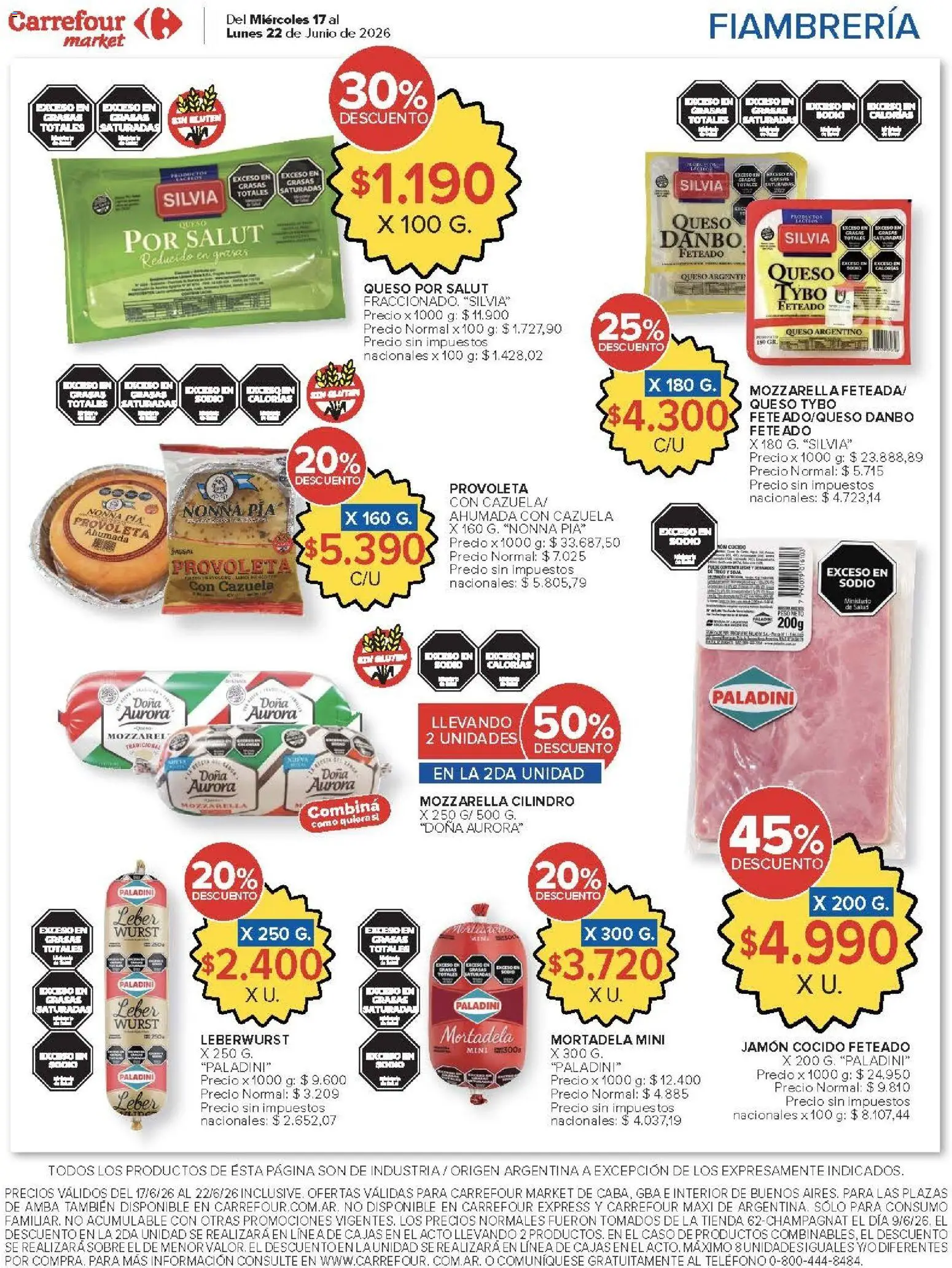 Carrefour ofertas │ válido desde el 17.06.2026 | Página: 54 | Productos: Sobre, Jamón cocido, Queso, Jamón