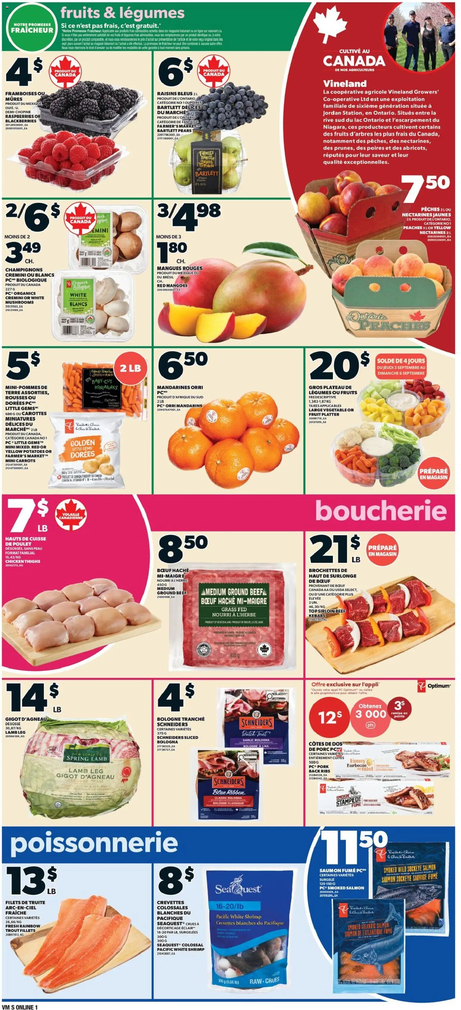 Valu Mart flyer valid from Sep 3, 2026 | Page: 3 | Products: Trout, Lamb, Shrimp, Honey