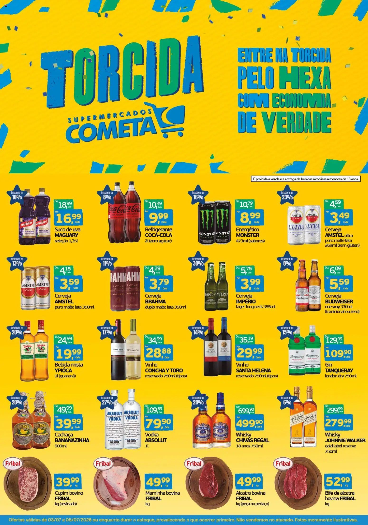 Cometa Supermercados Folheto - válido de 03/07/2026 | Página: 1 | Produtos: Energético, Alcatra, Cerveja, Refrigerante
