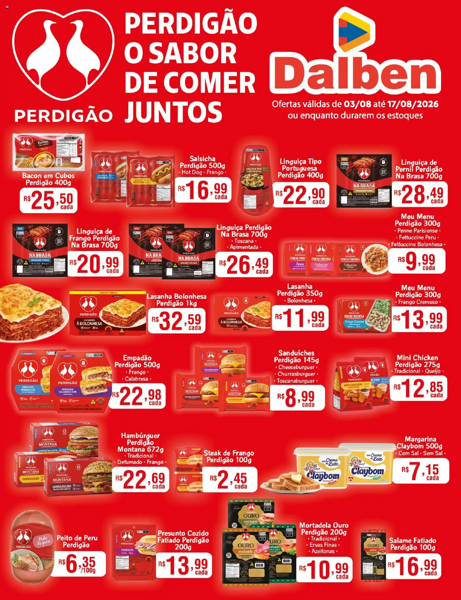 Supermercado Dalben Folheto - válido de 03/08/2026 | Página: 1 | Produtos: Pernil, Salame, Presunto, Bacon