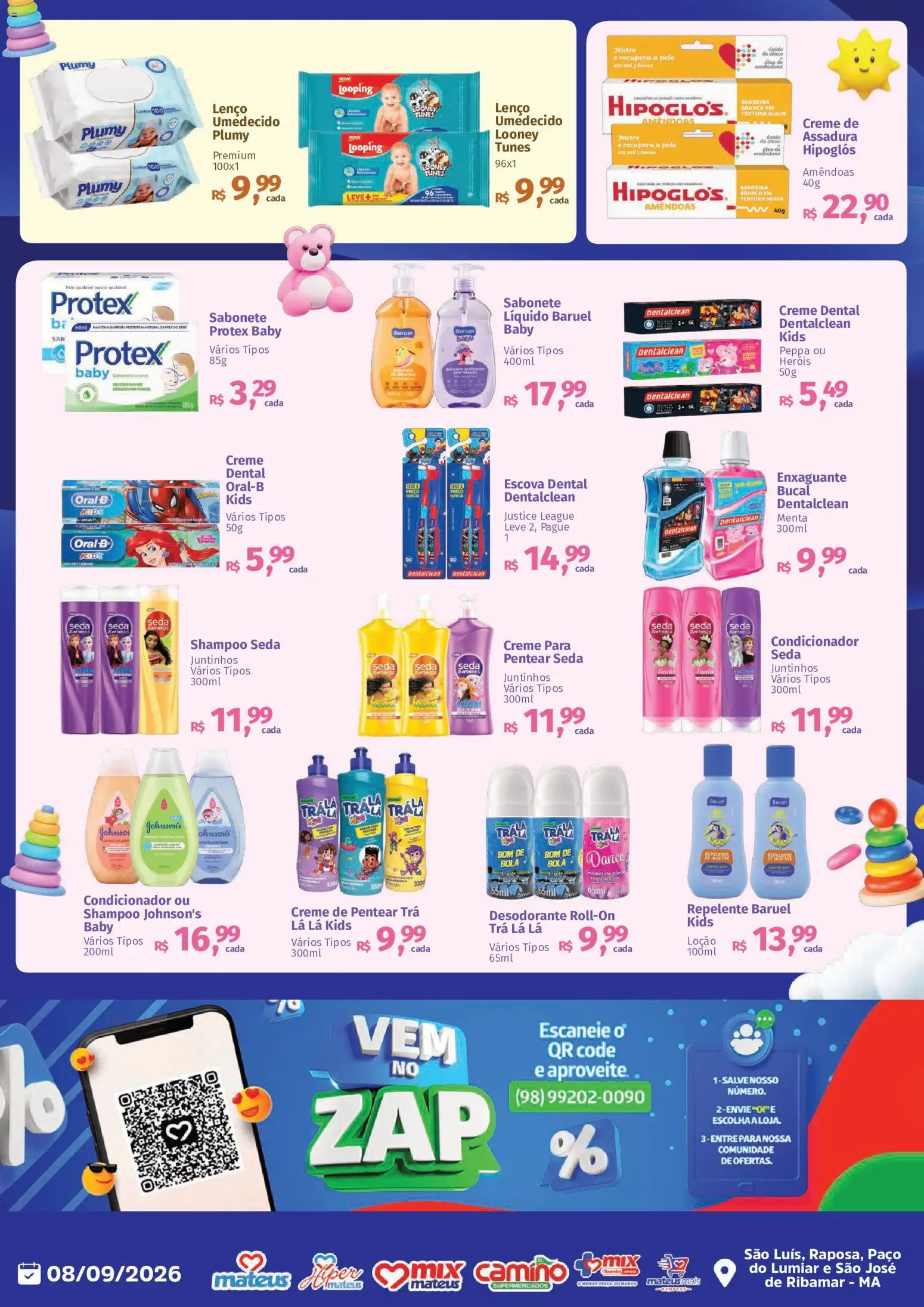 Mateus Folheto - válido de 08/09/2026 | Página: 2 | Produtos: Hipoglós, Mop, Escova, Amêndoas