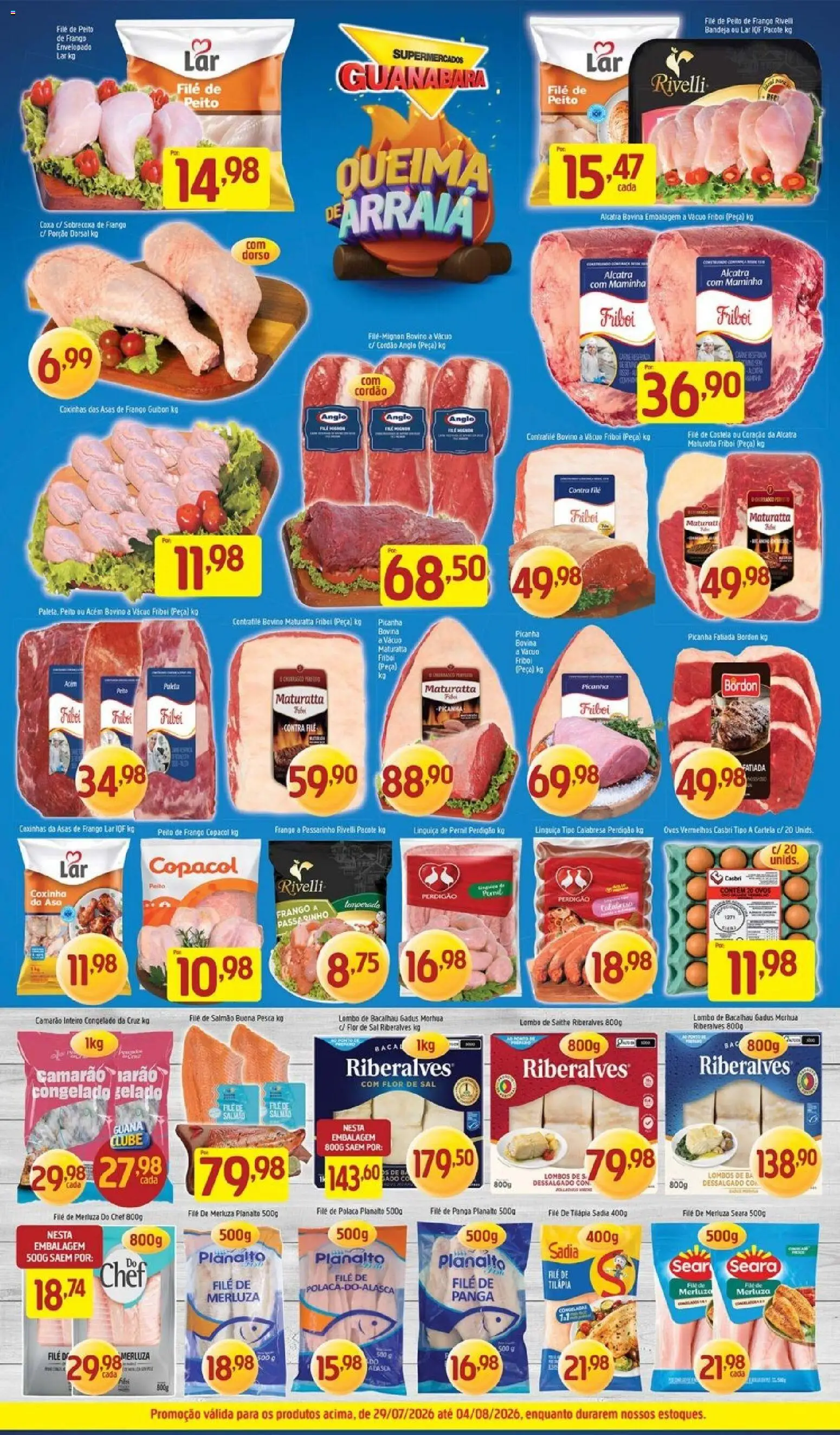 Supermercados Guanabara Folheto - válido de 29/07/2026 | Página: 11 | Produtos: Salmão, Contra filé, Camarão, Ovos