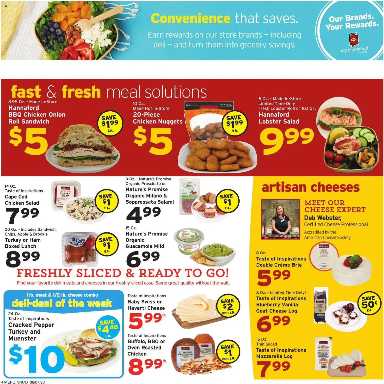Hannaford Weekly Ad - valid from 07.06.2026 | Page: 5 | Products: Cheese, Salami, Ham, Oven