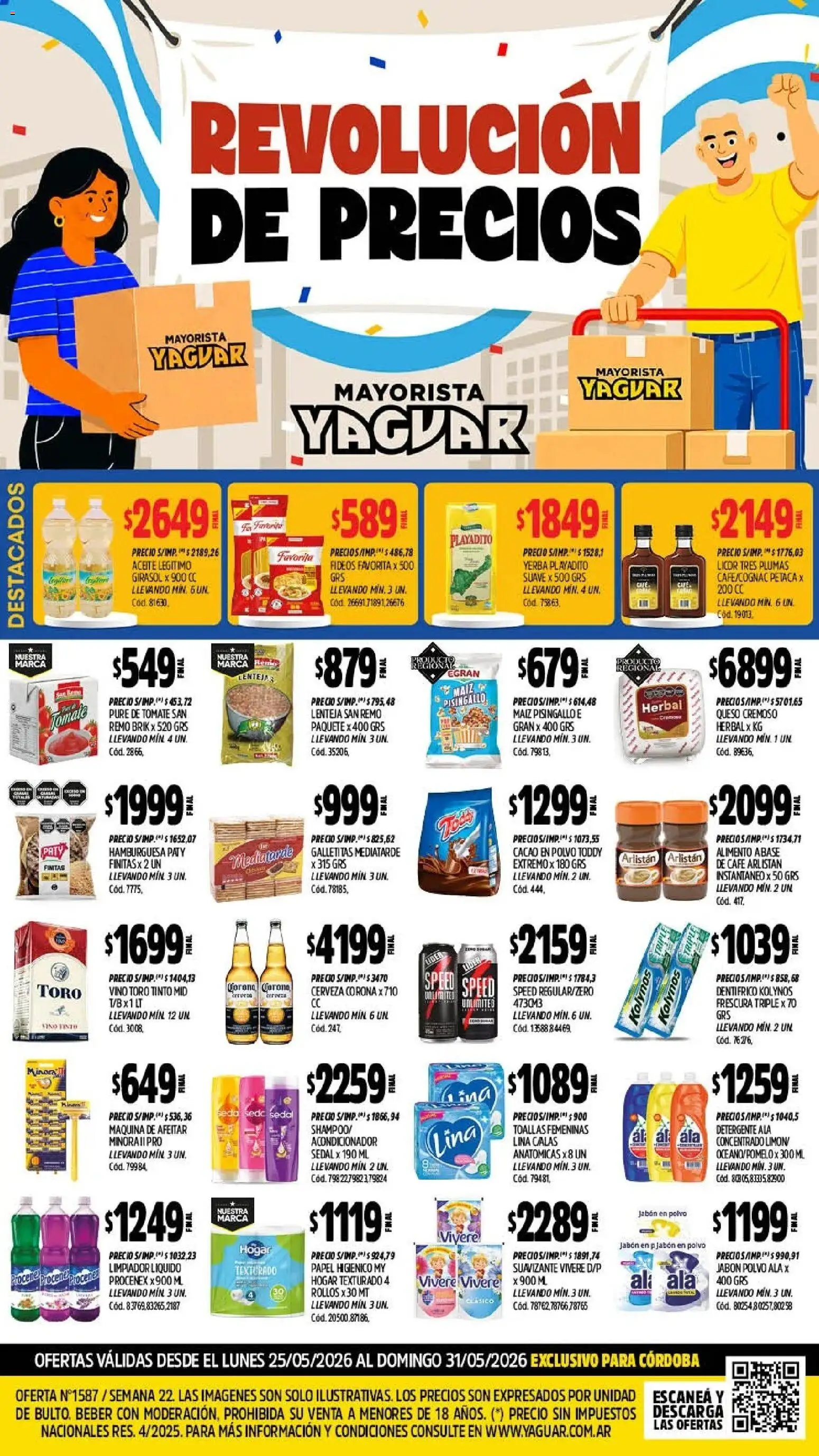 Yaguar - Oferta Semanal Córdoba │ válido desde el 25.05.2026 | Página: 1 | Productos: Maquina de afeitar, Polvo, Tomate, Limpiador