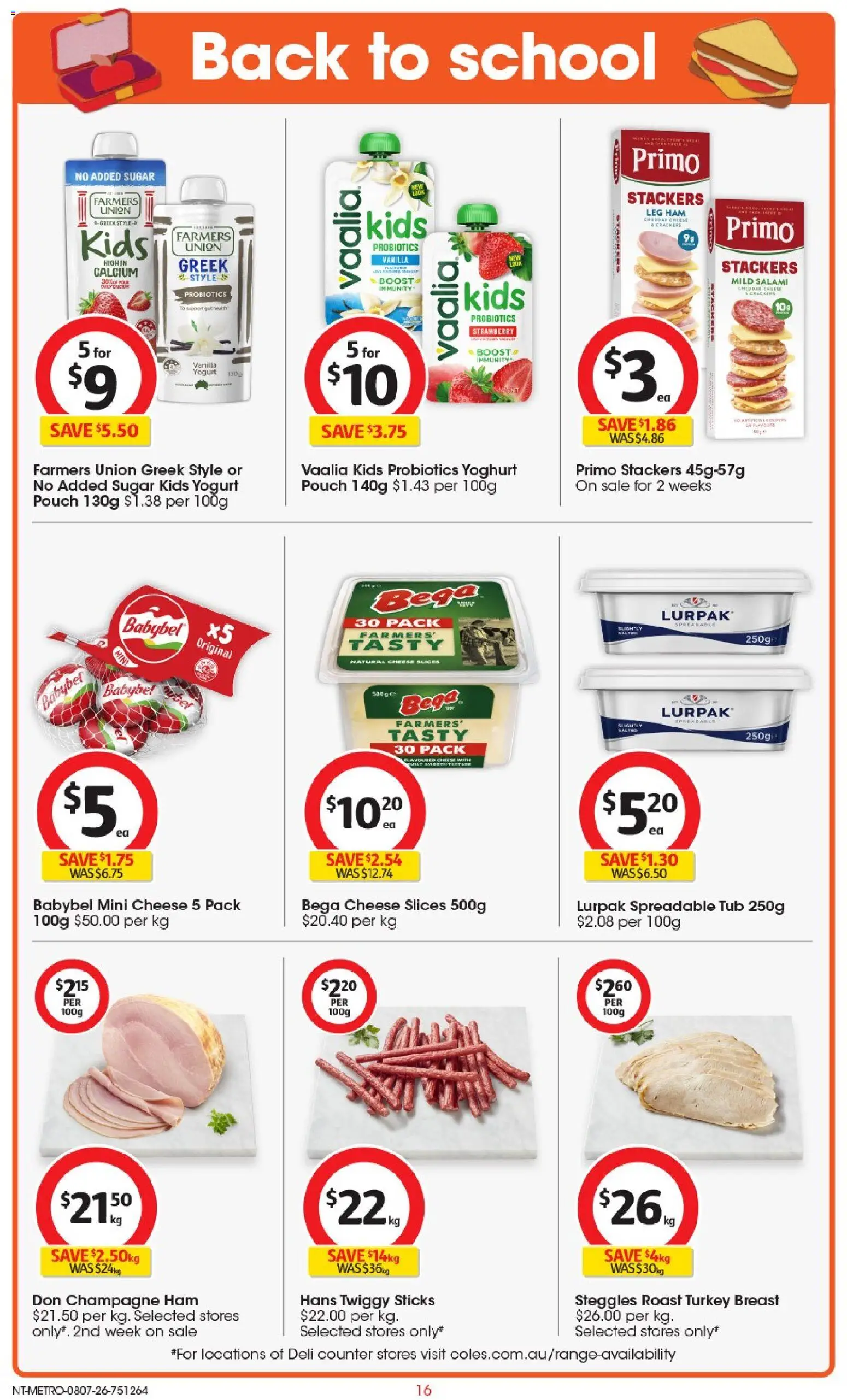 Coles catalogue - valid from 08/07/2026 | Page: 16 | Products: Salami, Ham, Sugar, Turkey