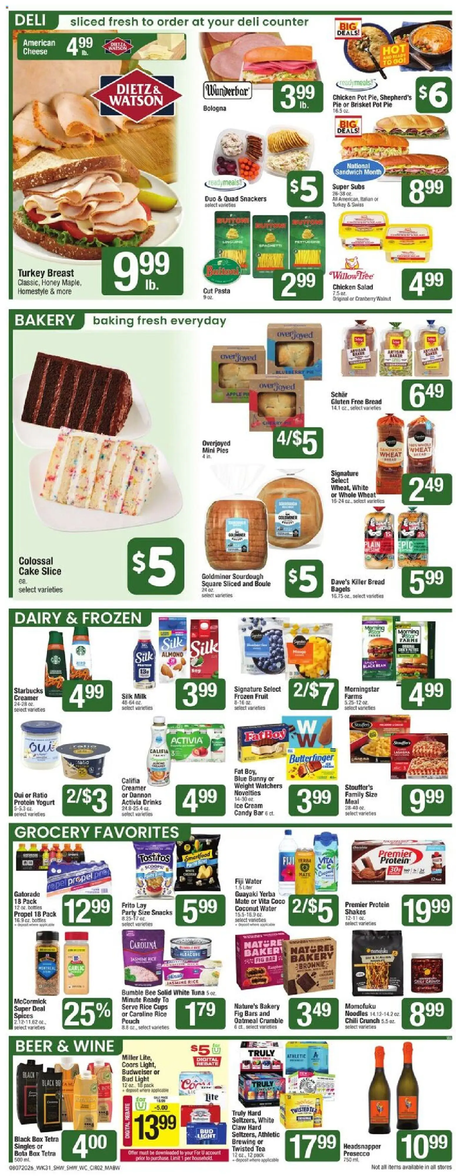Shaw's Weekly Ad - MA - valid from 08/07/2026 | Page: 2 | Products: Turkey, Chicken, Brownies, Spices