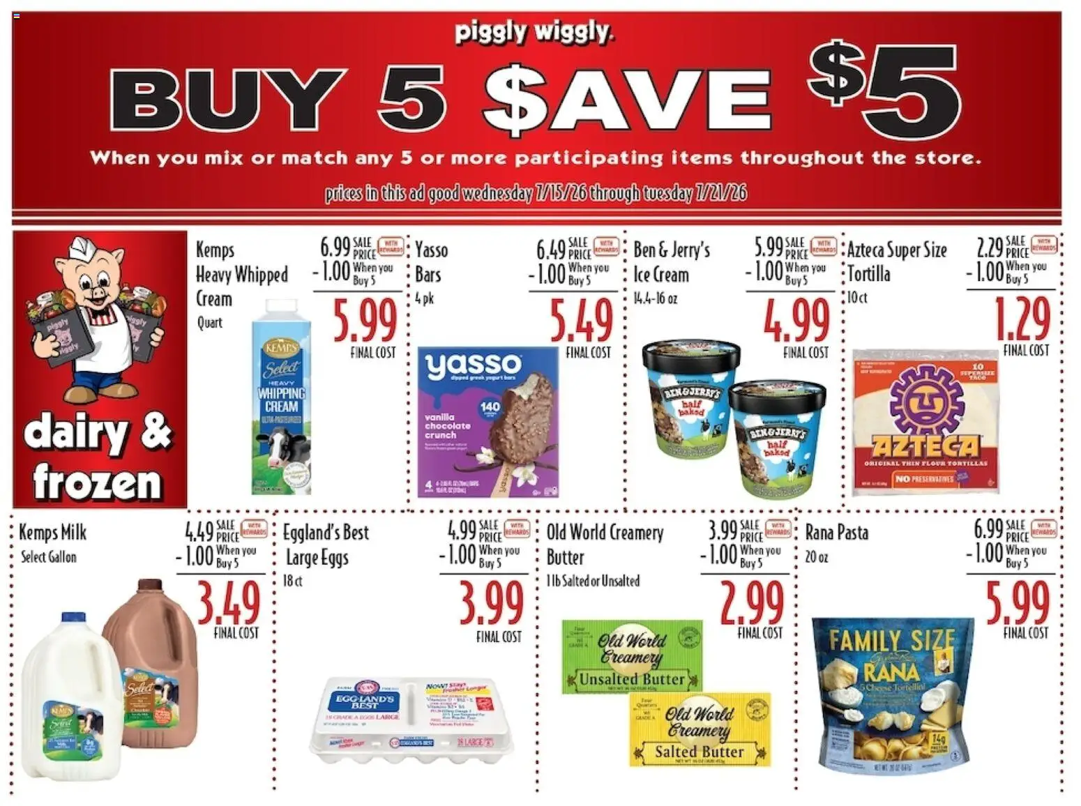 Piggly Wiggly Weekly Ad - valid from 07/15/2026 | Page: 9 | Products: Milk, Yogurt, Eggs, Cream