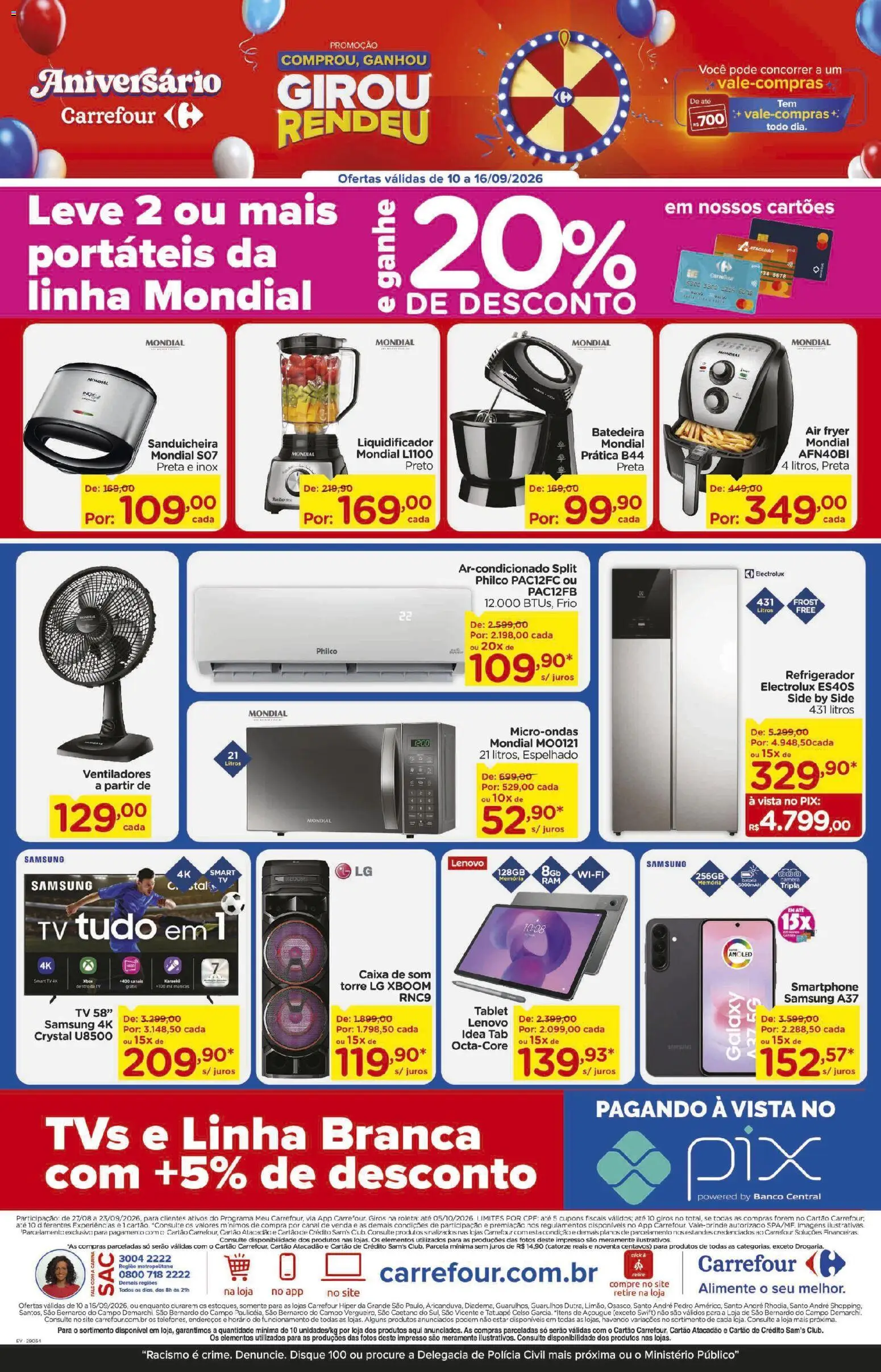 Carrefour Folheto - válido de 10/09/2026 | Página: 10 | Produtos: Batedeira, Sanduicheira, Tablet, Air fryer