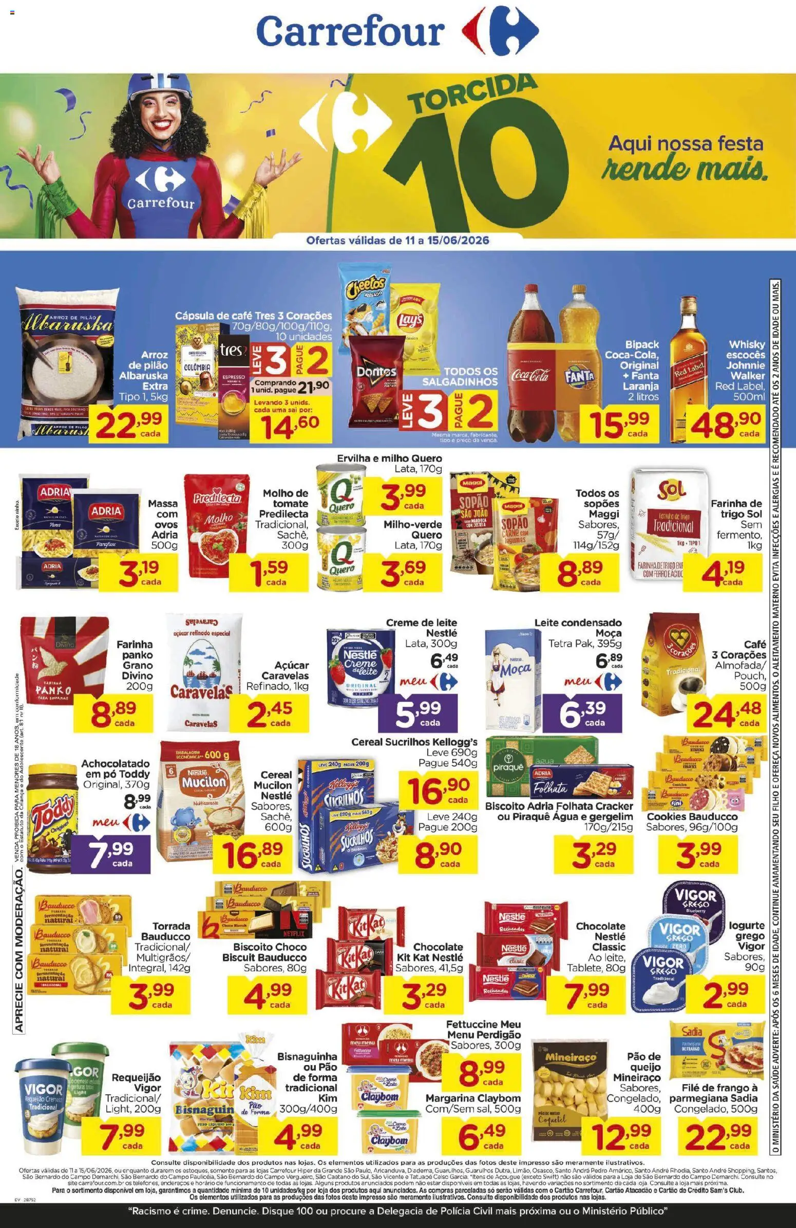 Carrefour Folheto - válido de 11.06.2026 | Página: 1 | Produtos: Ervilha, Pão, Cheetos, Creme de leite